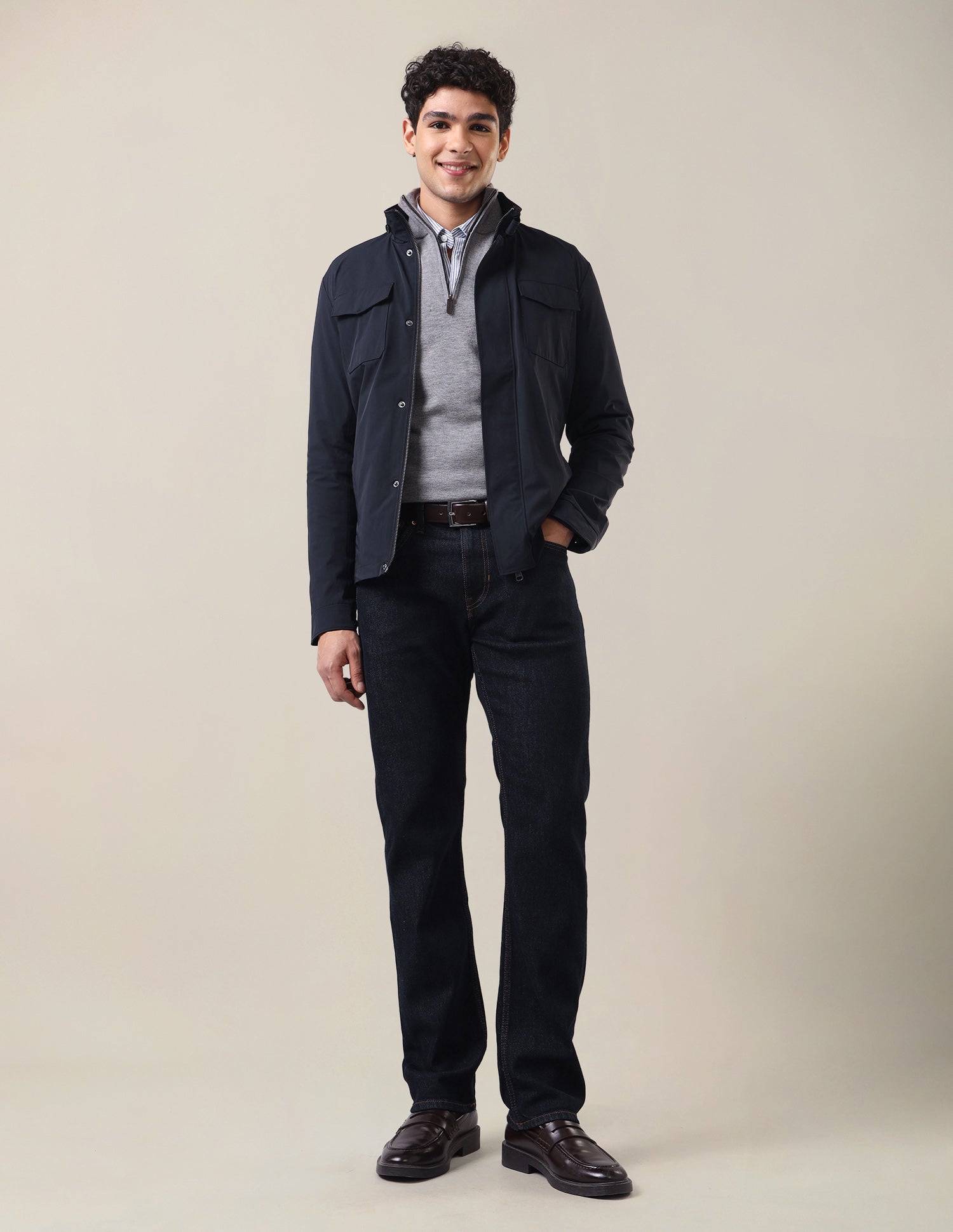 Solid Regular Fit Jacket Navy - U.S. Polo Assn. India | Large