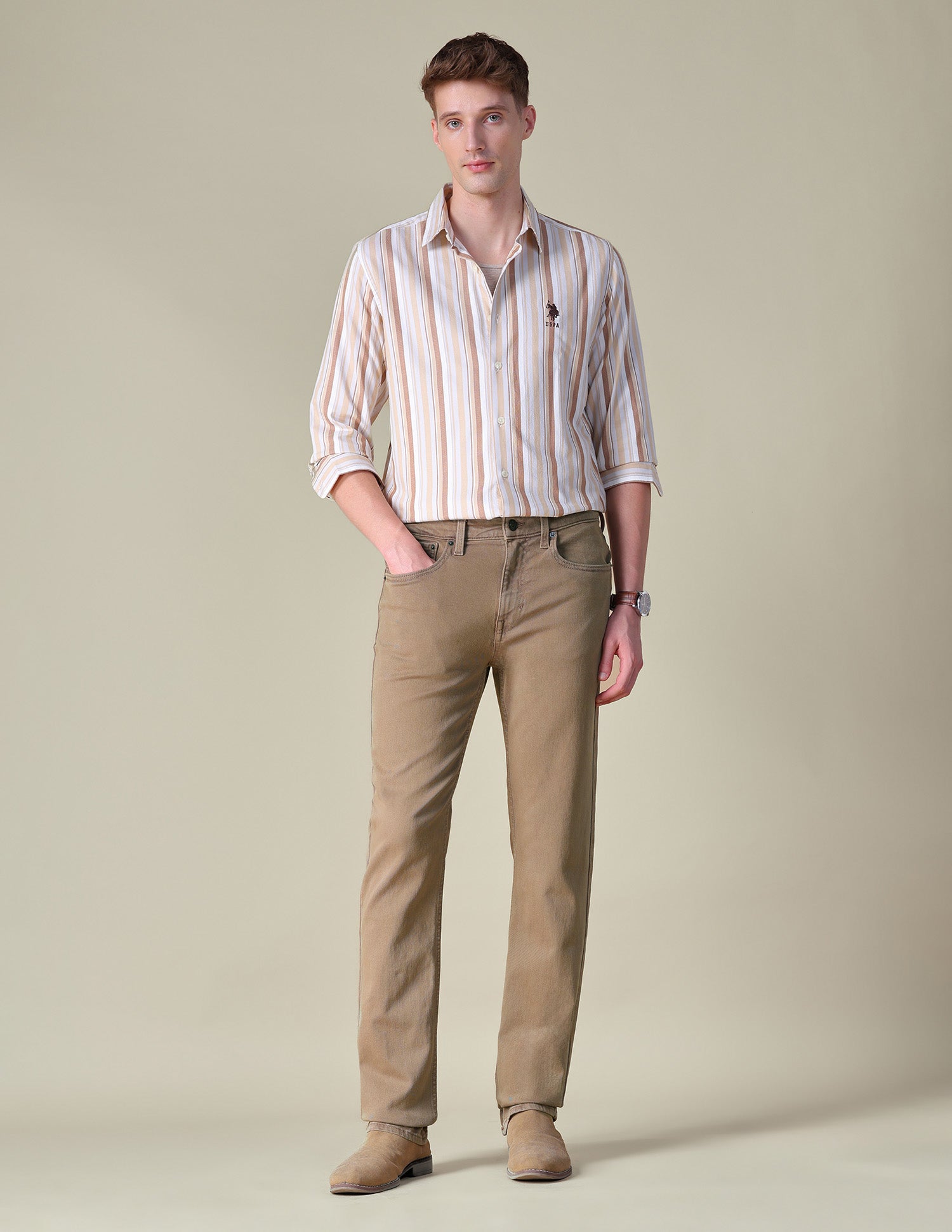 Slim Straight Fit Brown Jeans Brown - U.S. POLO ASSN. | Large