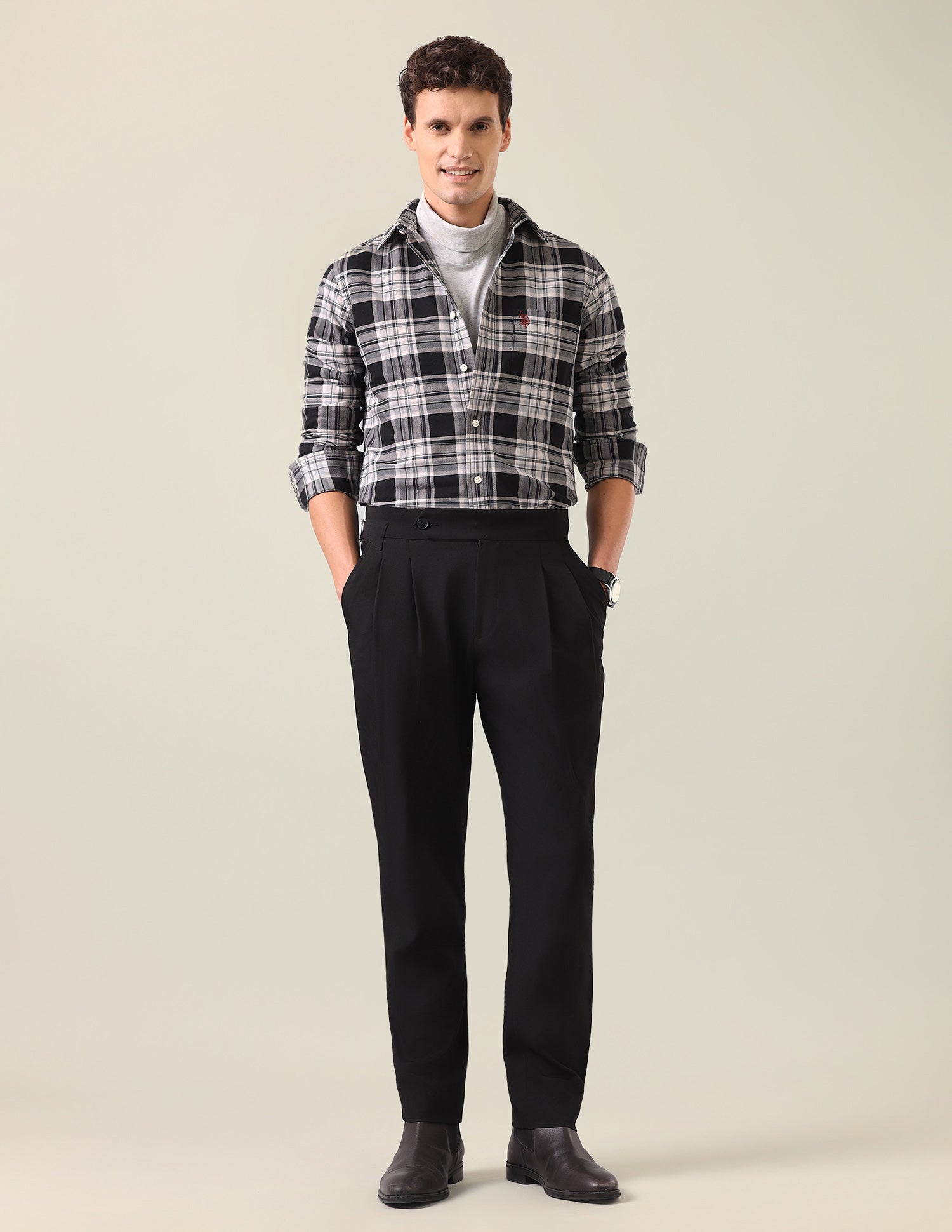 Tartan Checked Oxford Shirt Black - U.S. Polo Assn. India | Large