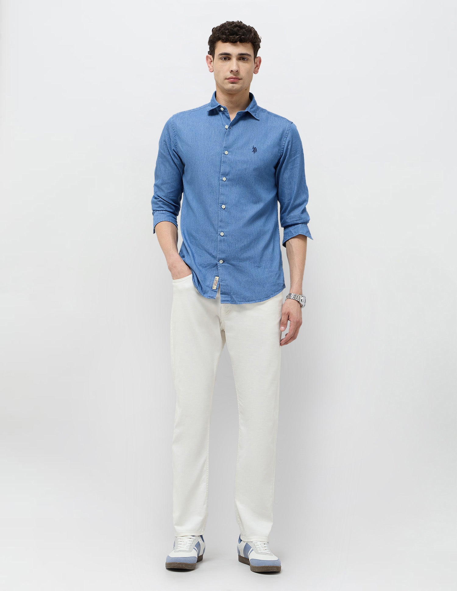 Twill Slim Fit Shirt Indigo - U.S. POLO ASSN. | Large