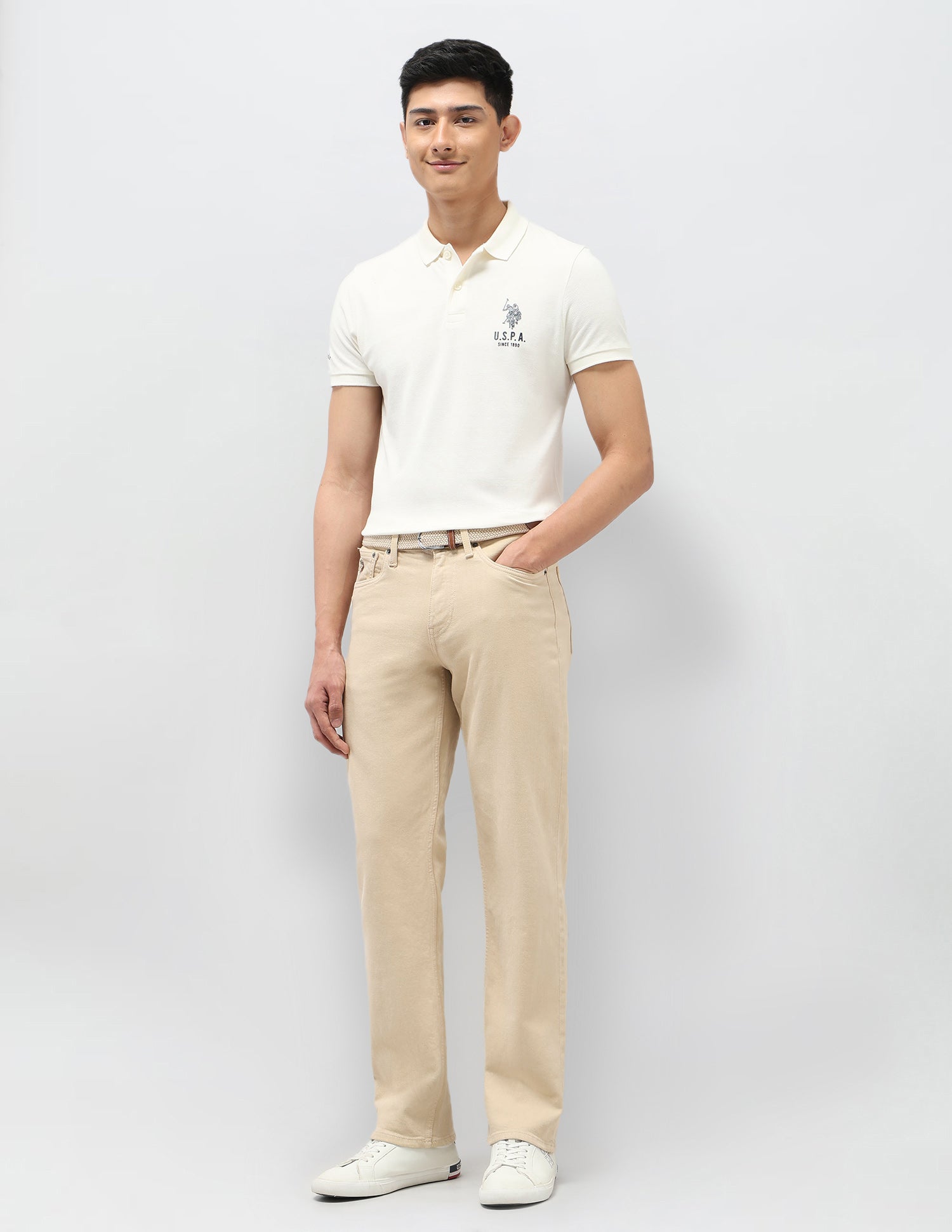 Shawn Relaxed Fit Beige Jeans Beige - U.S. POLO ASSN. | Large