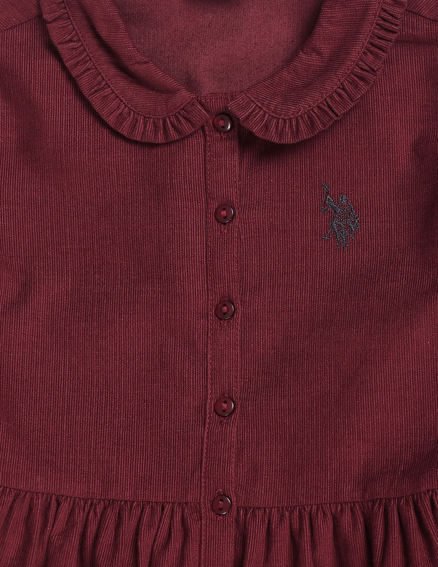 Girls Long Sleeve Corduroy Dress Maroon - U.S. POLO ASSN. | Large