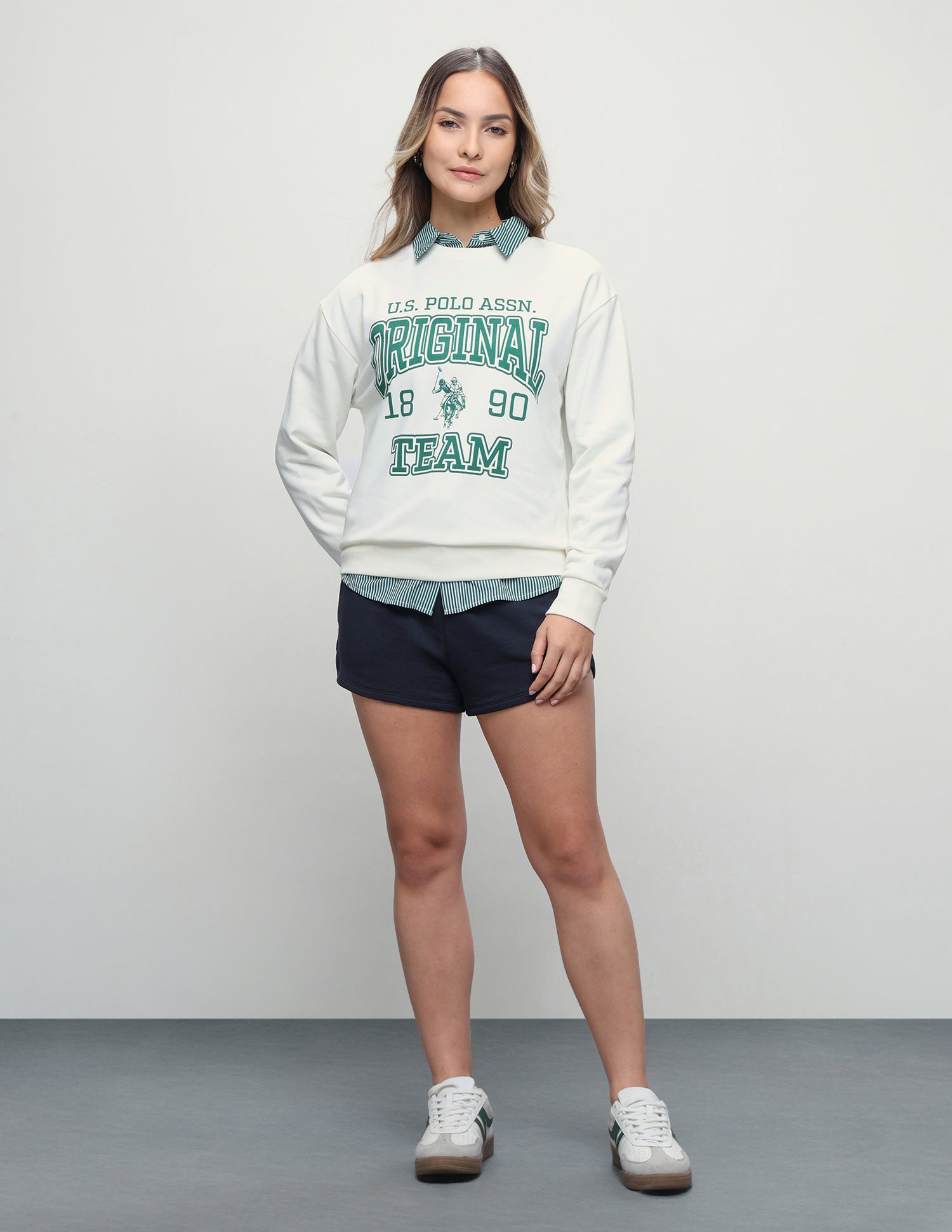 Graphic Brand Printed Relaxed Fit Sweatshirt Off White - U.S. Polo Assn. India | Large