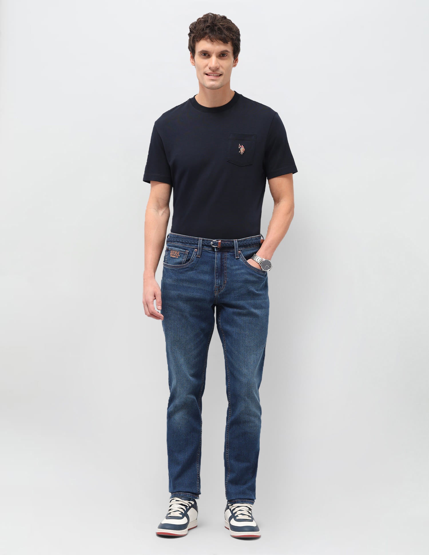Solid Slim Fit Jeans Blue - U.S. Polo Assn. India | Large