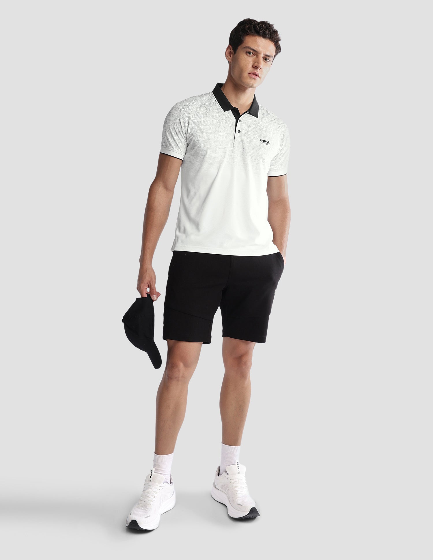 Geometric Printed Regular Fit Active Polo Shirt Grey - U.S. Polo Assn. India | Large