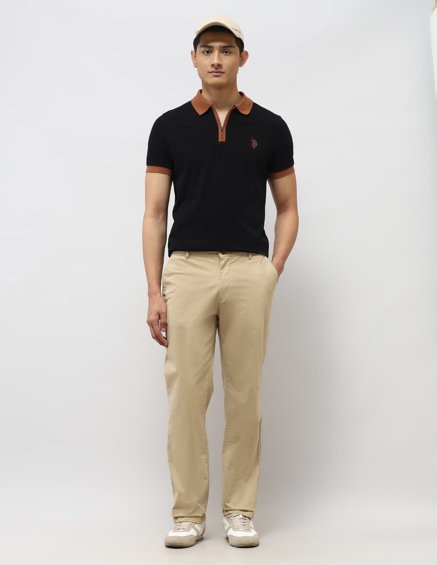 Pure Cotton Muscle Fit Polo Shirt Black - U.S. Polo Assn. India | Large
