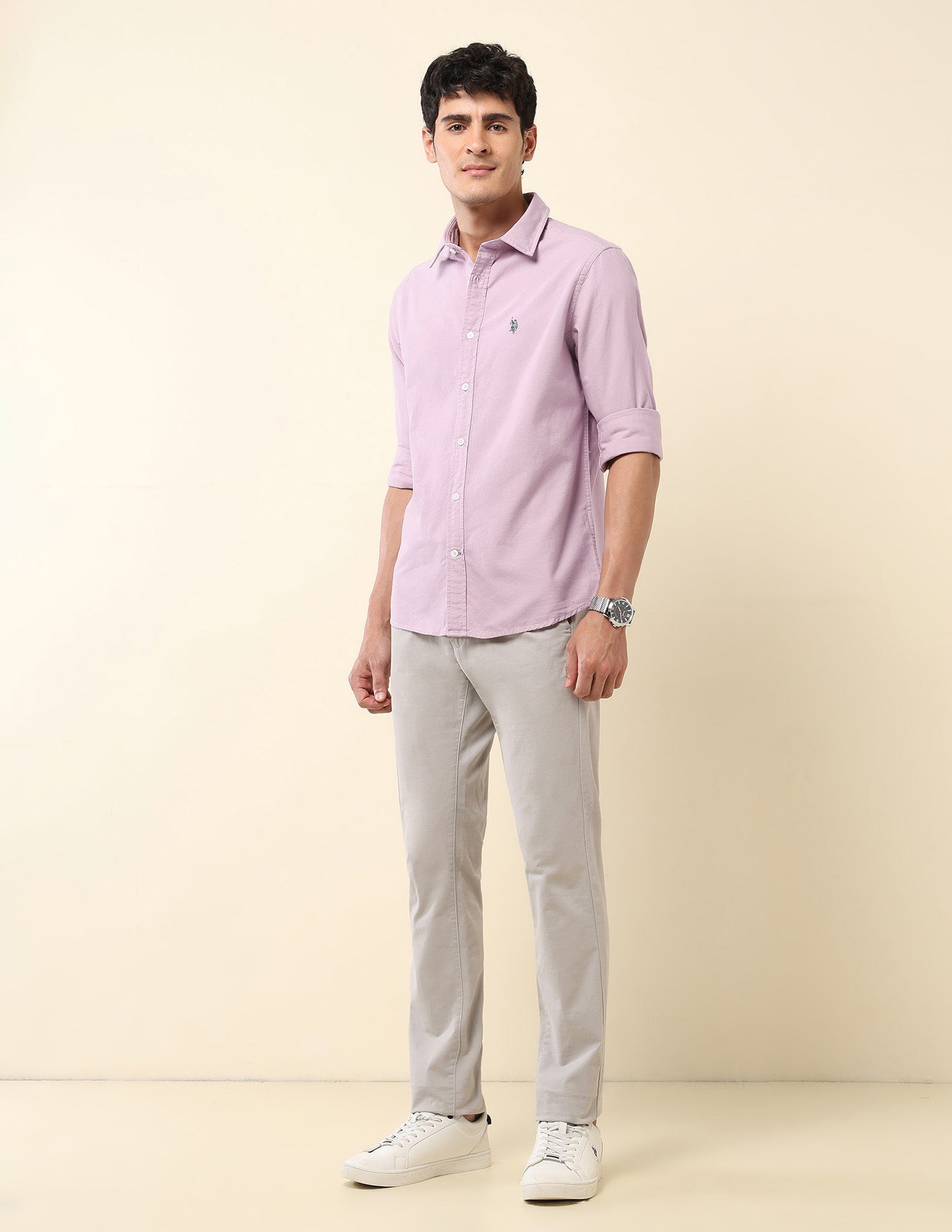 Tailored Fit Pure Cotton Oxford Shirt Lavender - U.S. Polo Assn. India | Large