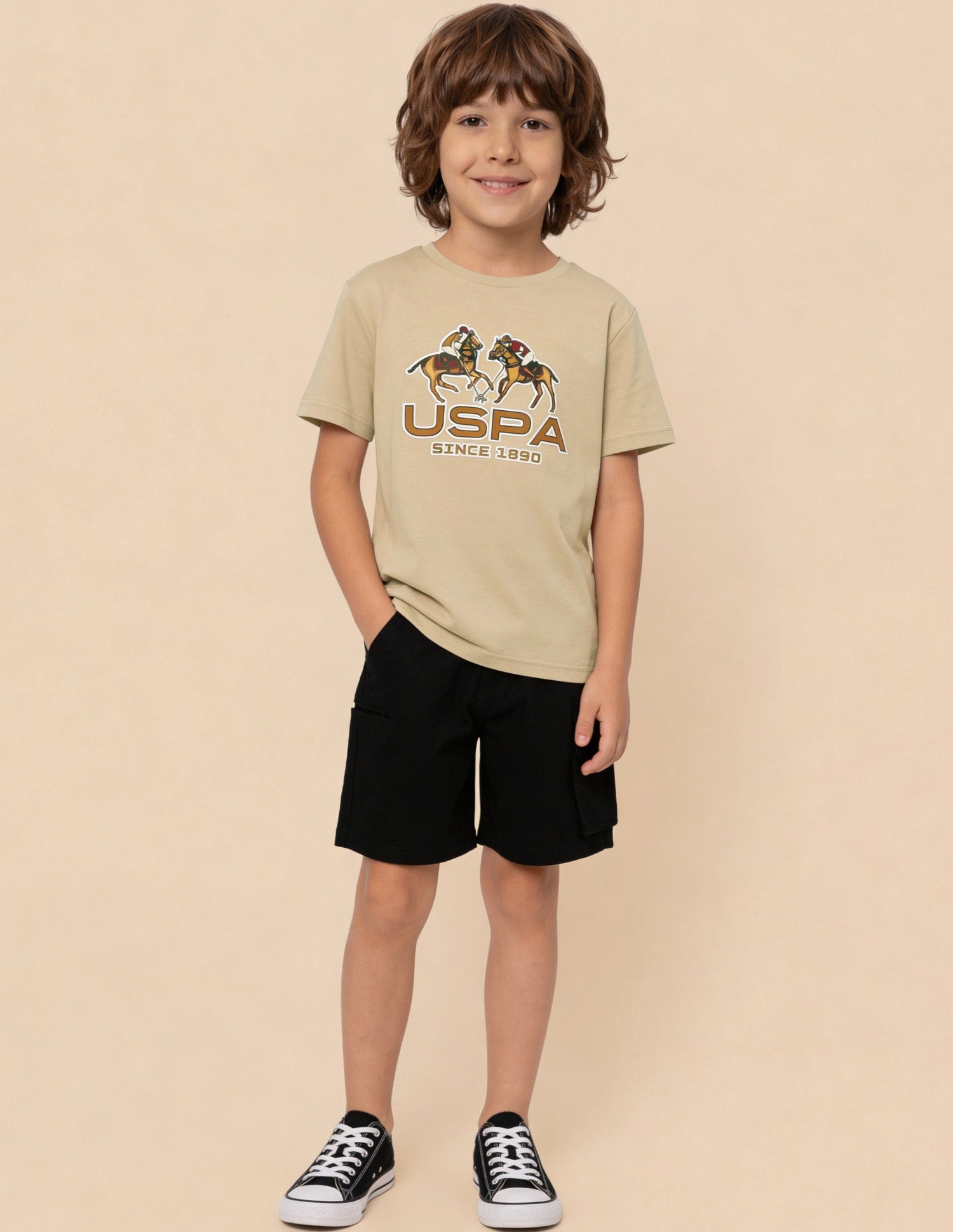 Graphic Brand Printed Regular Fit T-Shirt Beige - U.S. Polo Assn. India | Large