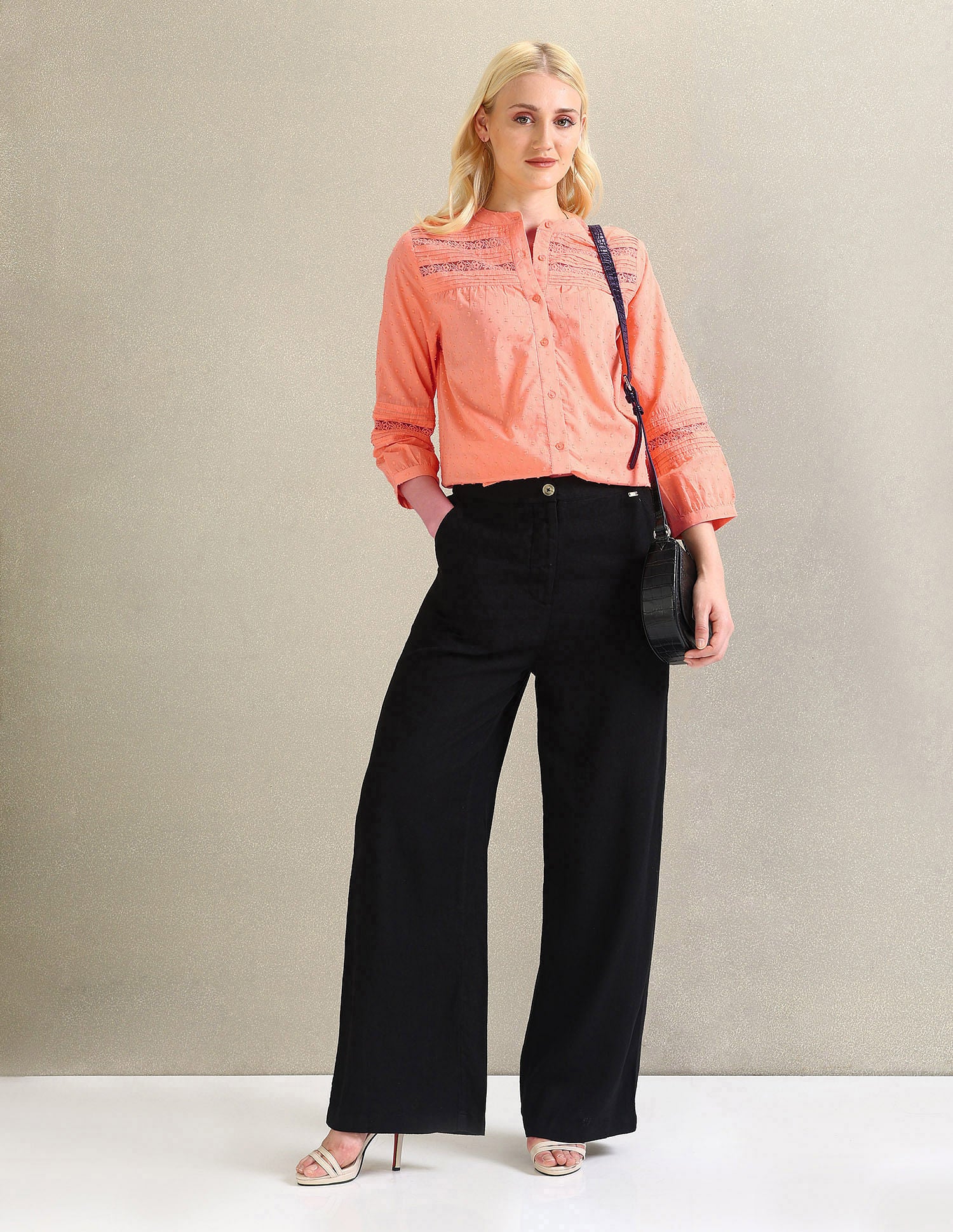 Cotton Dobby Textured Top Peach - U.S. Polo Assn. India | Large