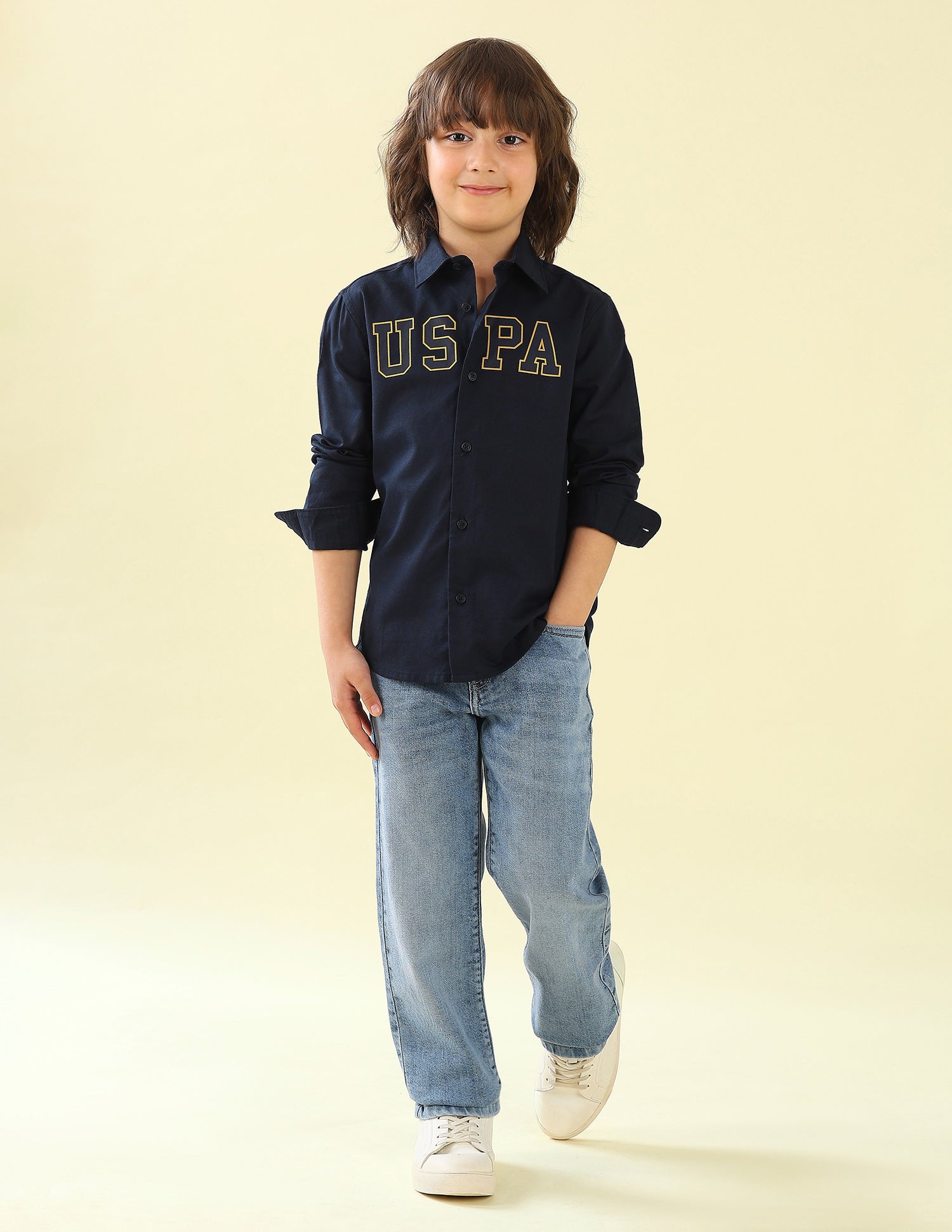 Brand Printed Regular Fit Shirt Navy - U.S. Polo Assn. India | Large