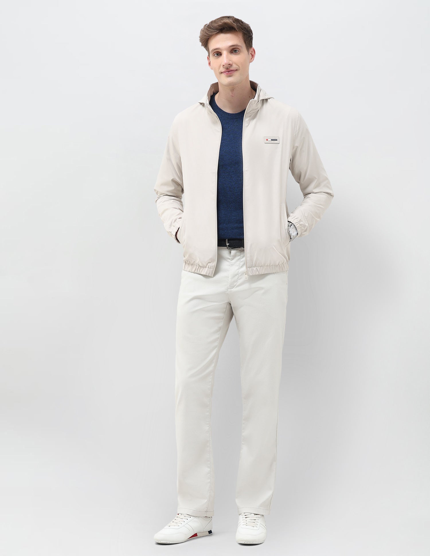 Regular Fit Solid Packable Hood Jacket Ecru - U.S. Polo Assn. India | Large