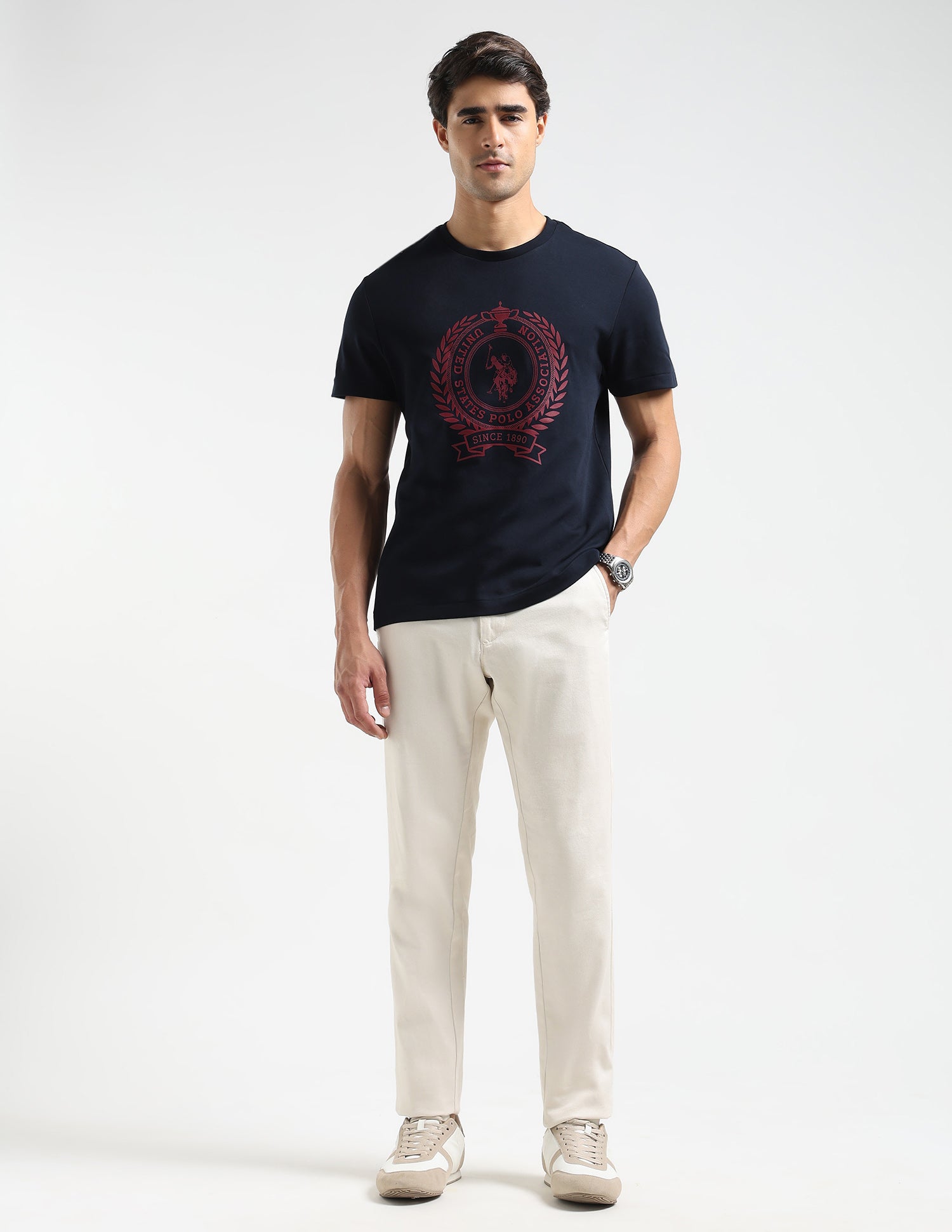Brand Printed Regular Fit T Shirt Navy - U.S. POLO ASSN. | Large