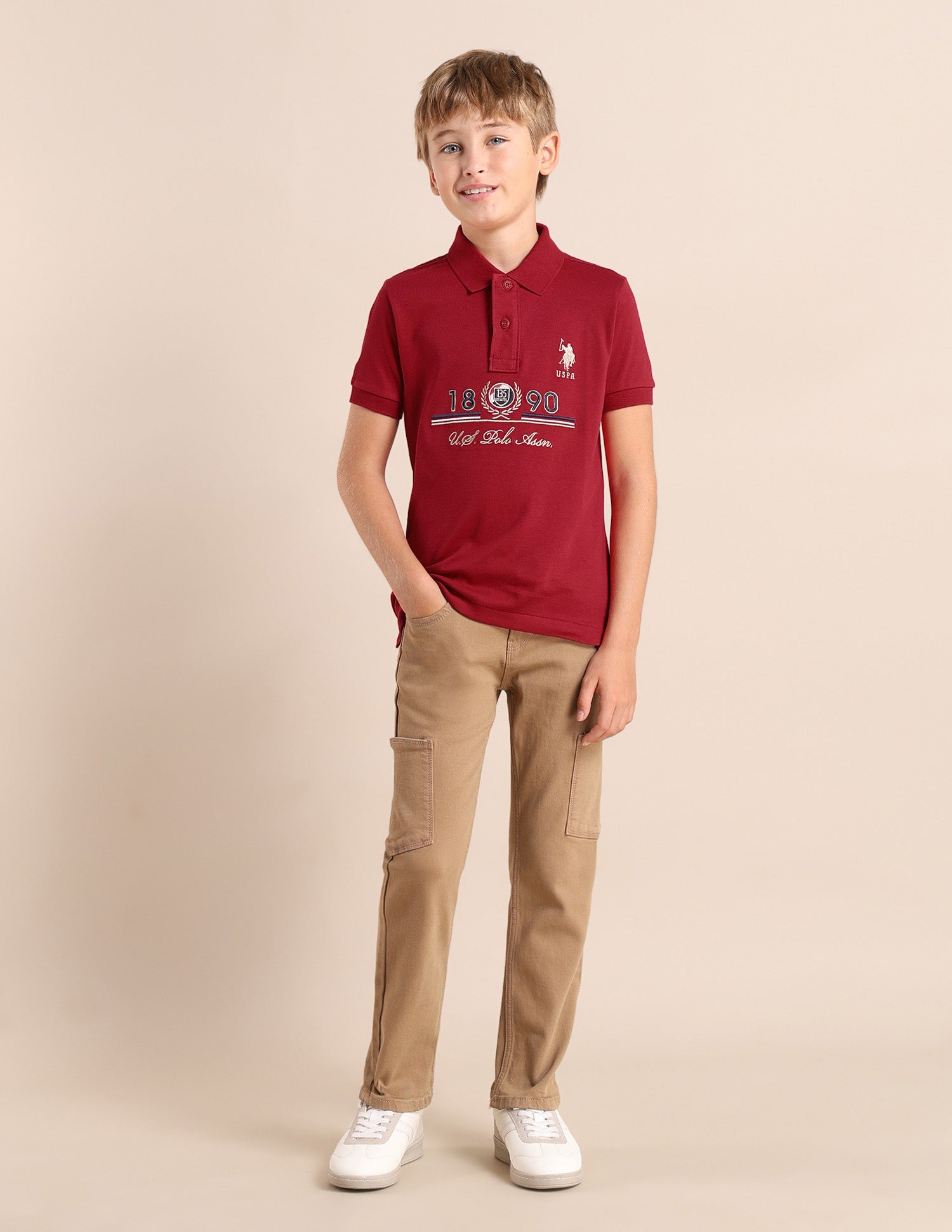 Boys Brand Printed Regular Fit Polo Shirt Red - U.S. POLO ASSN. | Large