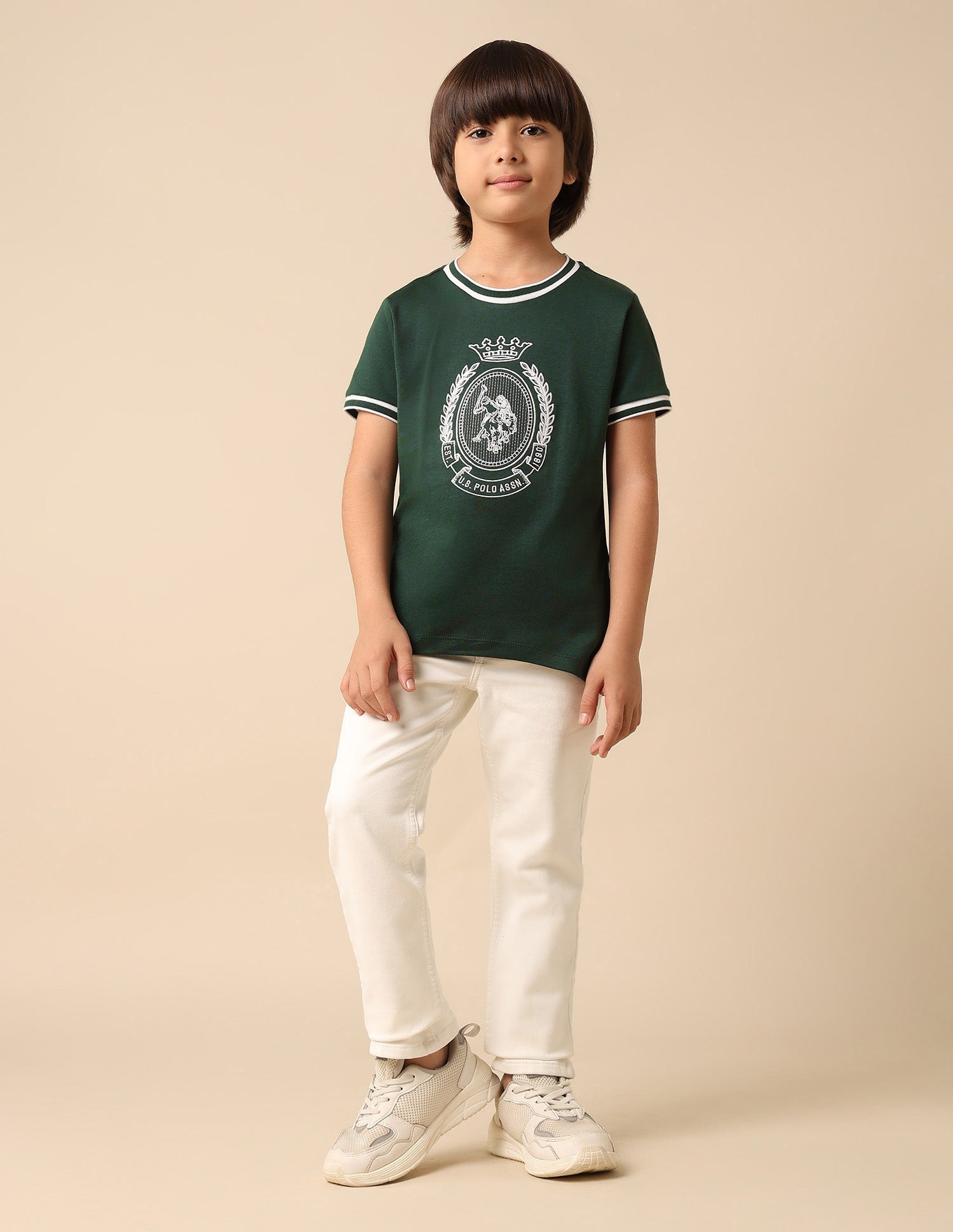 Boys Brand Embroidered Pure Cotton T Shirt Dark Green - U.S. POLO ASSN. | Large
