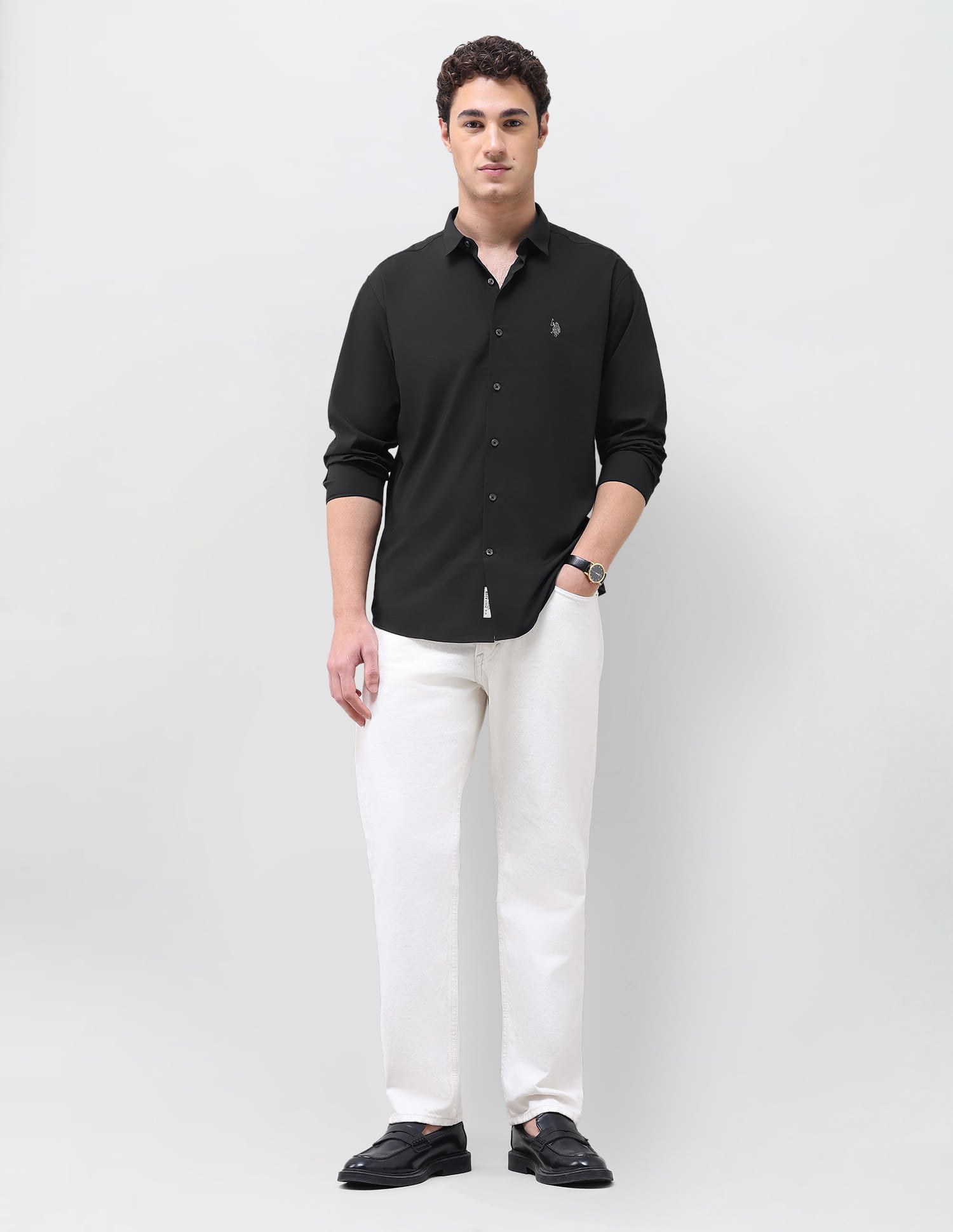 Solid Regular Fit Shirt Blue - U.S. Polo Assn. India | Large
