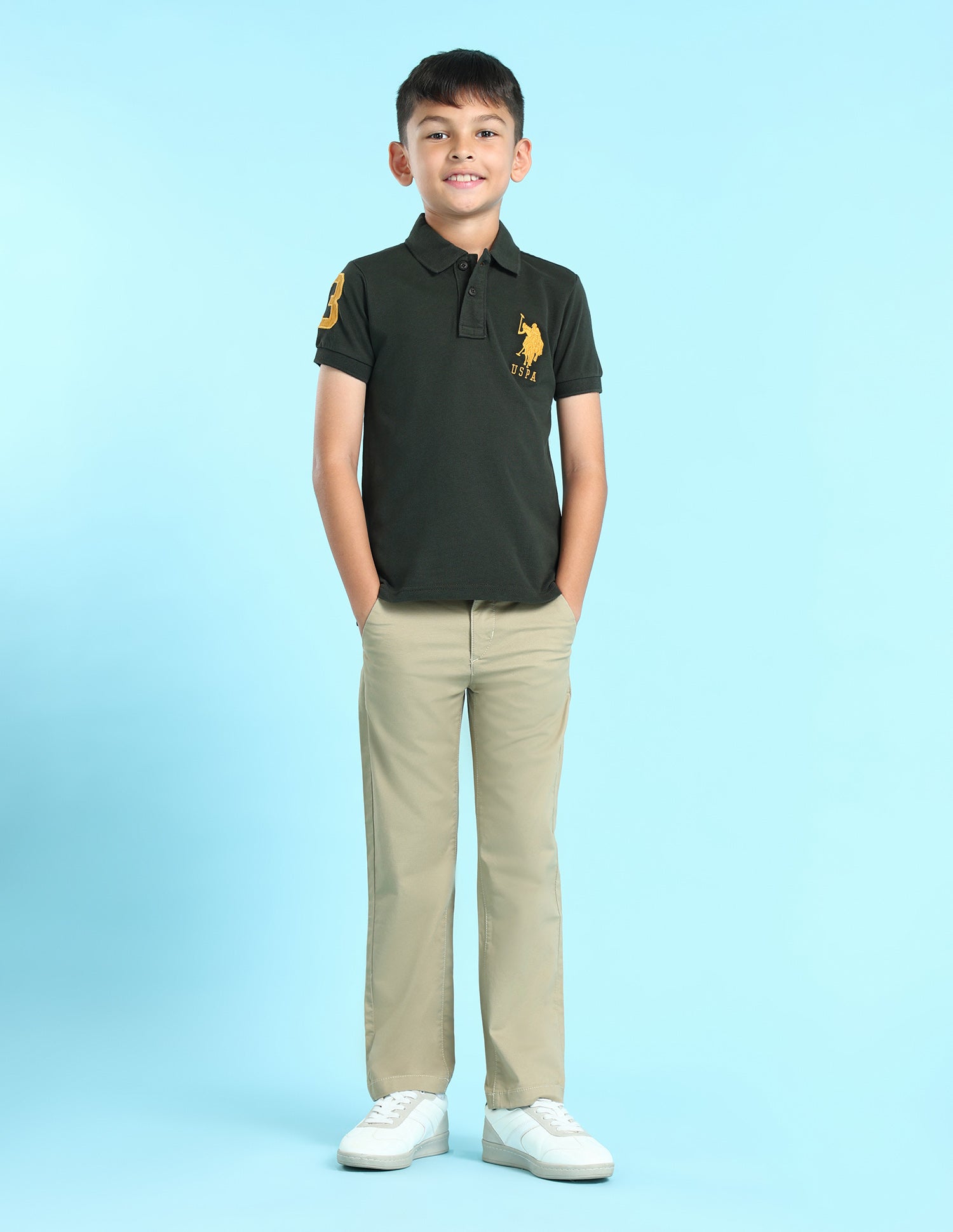Boys Solid Polo Shirt Olive - U.S. POLO ASSN. | Large