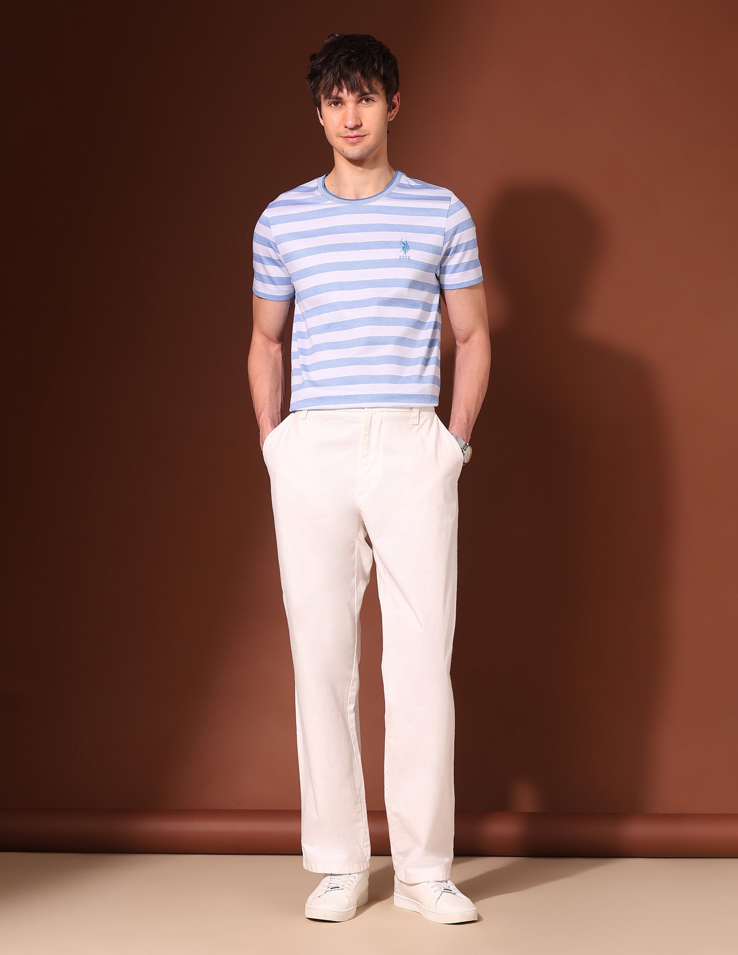 Horizontal Striped Working Holiday T-Shirt Light Blue - U.S. Polo Assn. India | Large