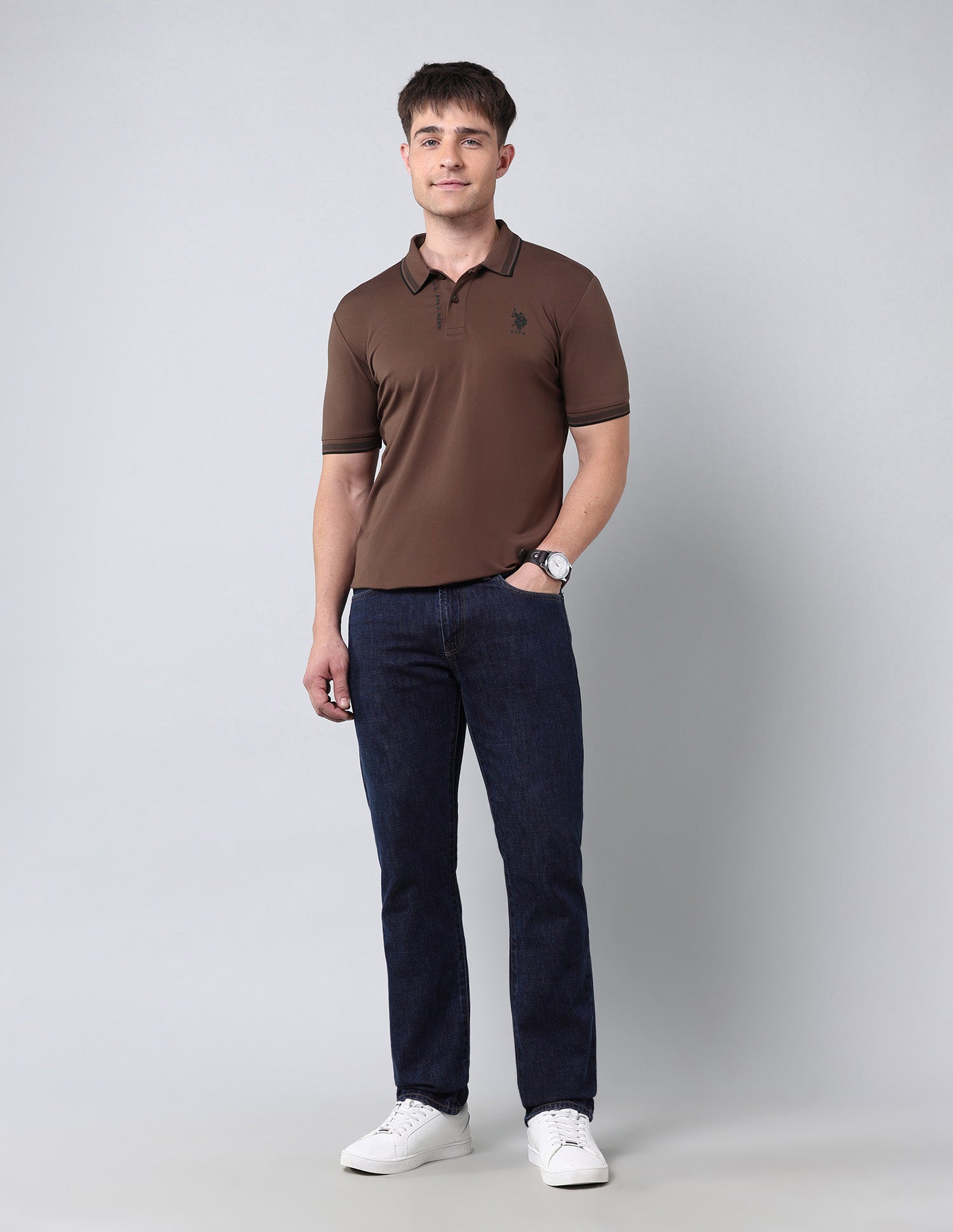 Muscle Fit Solid Black Label Polo Shirt Dark Brown - U.S. Polo Assn. India | Large