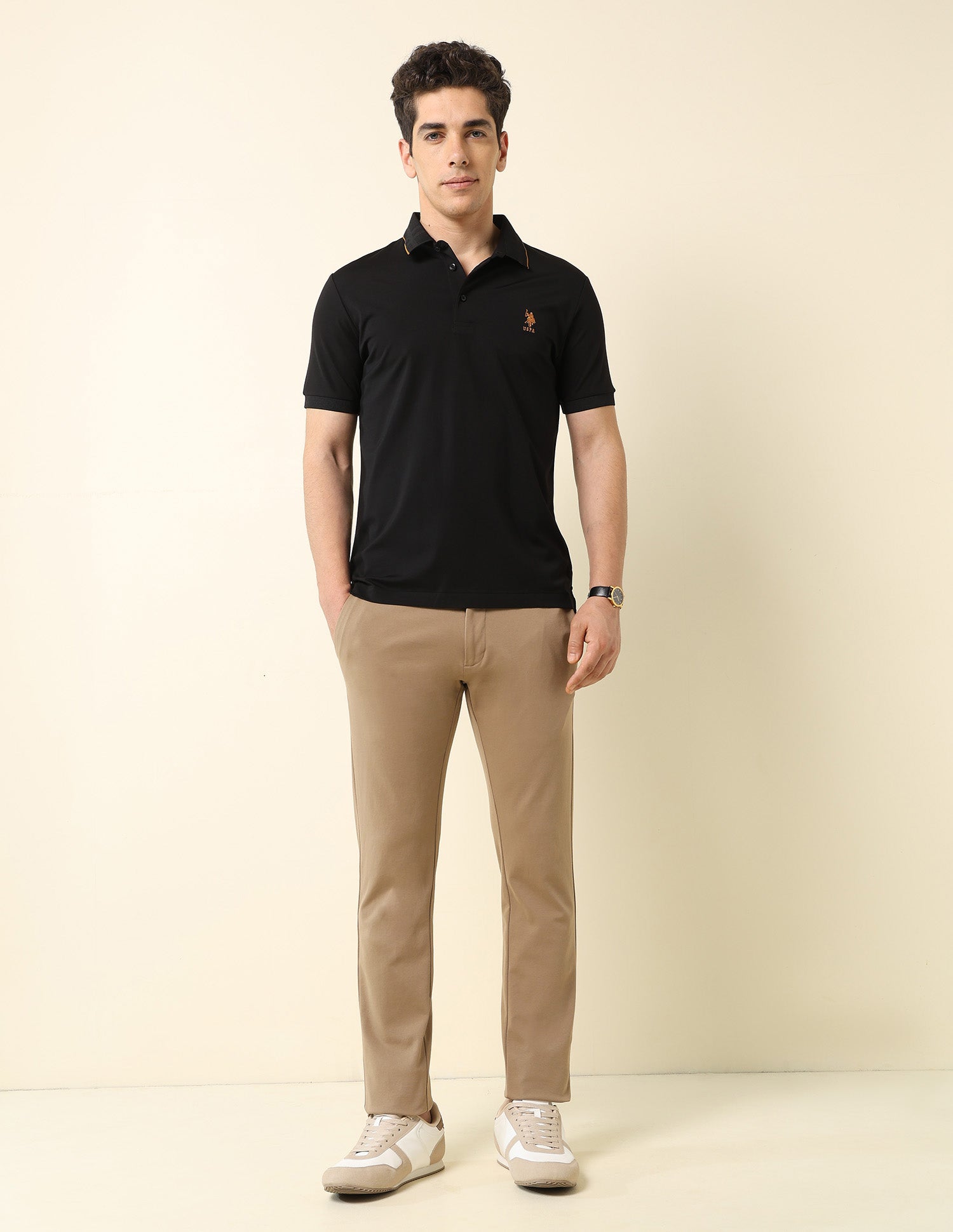Solid Monochrome Majesty Polo Shirt Black - U.S. Polo Assn. India | Large