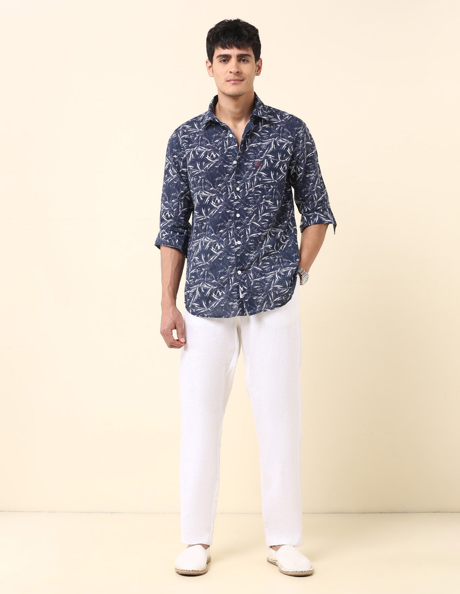 Tailored Fit Tropical Printed Shirt Navy - U.S. Polo Assn. India | Large