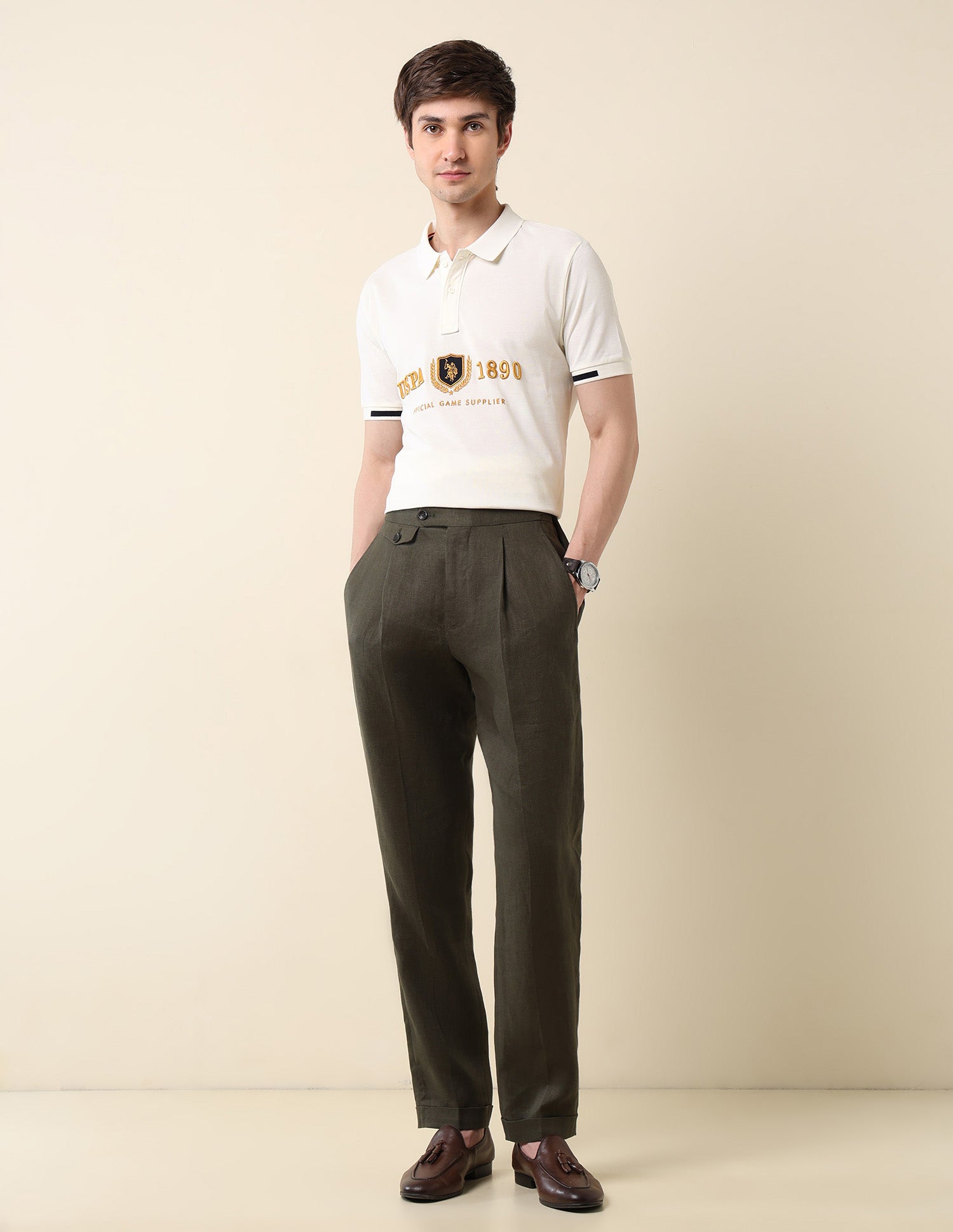 Brand Embroidered Classic Polo Shirt Off White - U.S. Polo Assn. India | Large