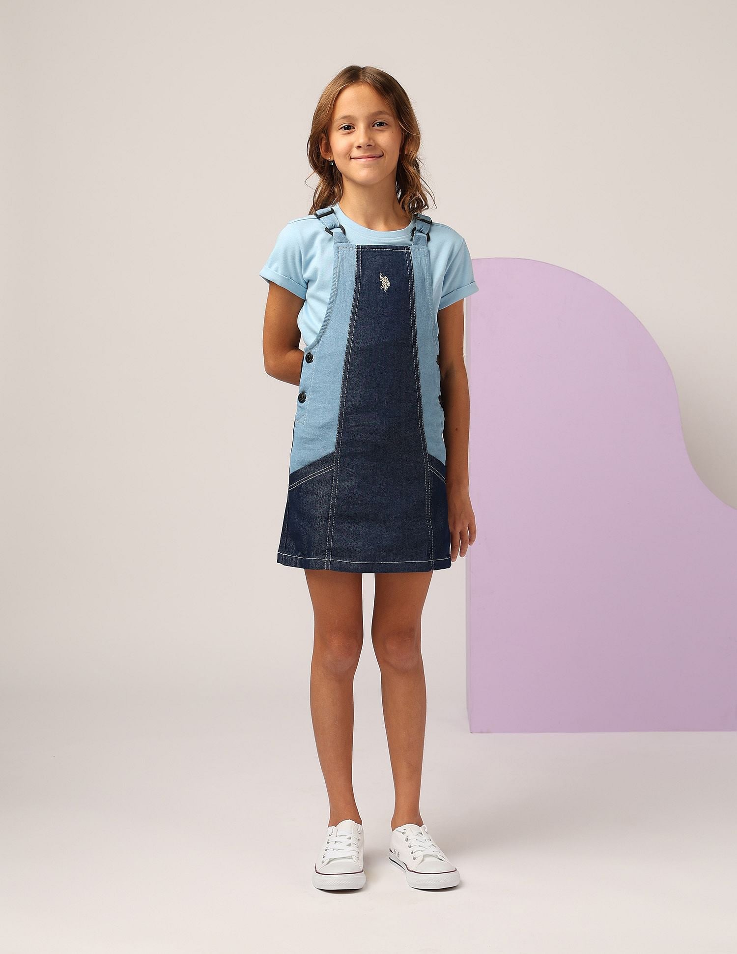 Girls Colorblock Dungree Dress Colorblock Dungree Dress Indigo - U.S. POLO ASSN. | Large