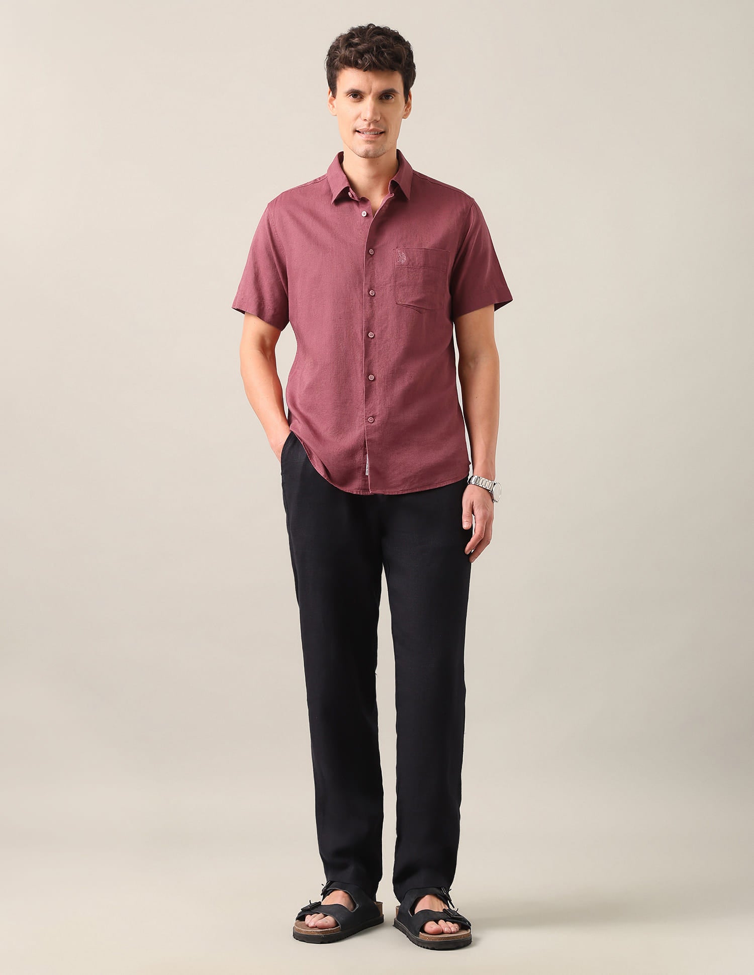 Solid Tailored Fit Shirt Red - U.S. Polo Assn. India | Large