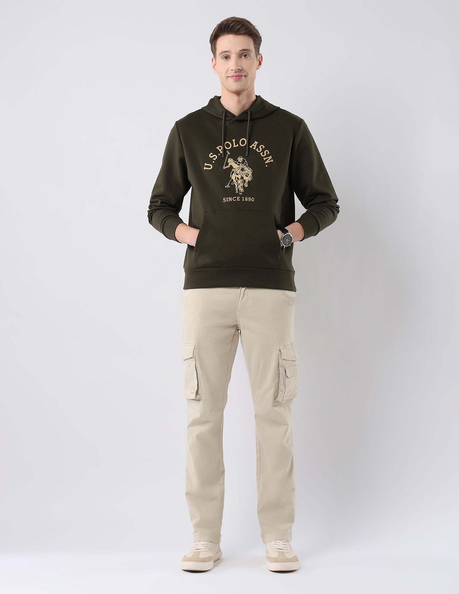 Brand Embroidered Hooded Sweatshirt Olive - U.S. POLO ASSN. | Large