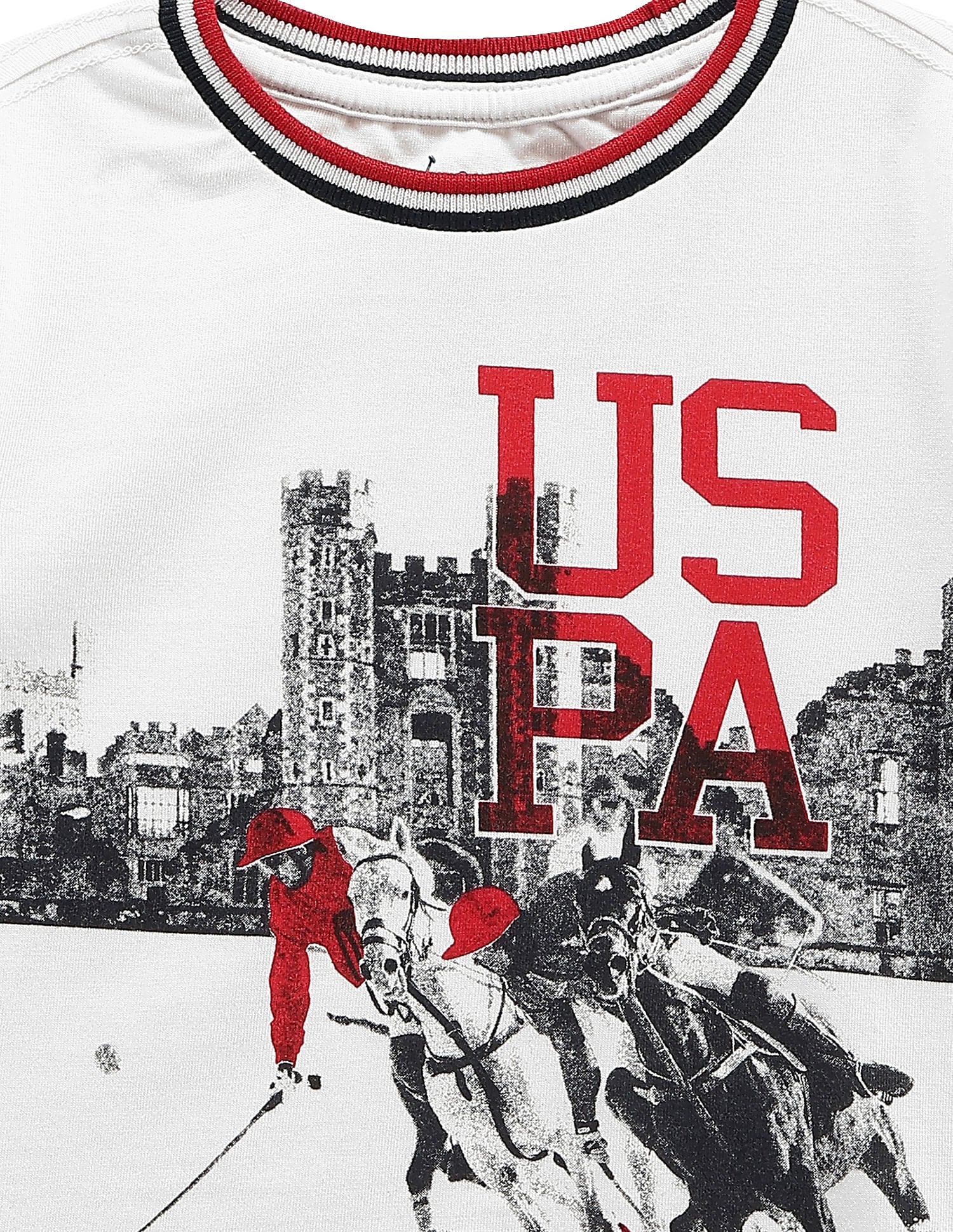 Boys Cotton Graphic Print T-Shirt White - U.S. POLO ASSN. | Large