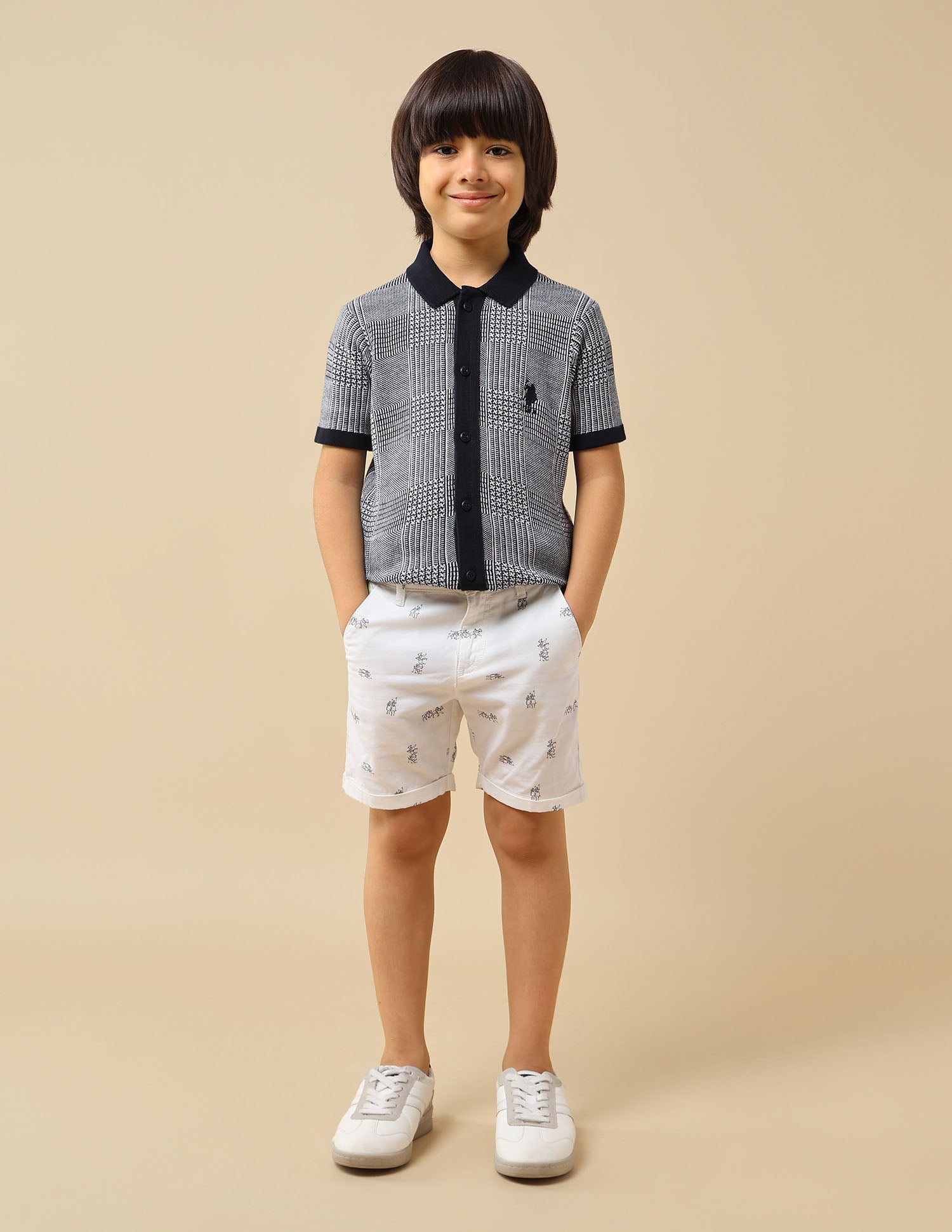 Boys Textured Regular Fit Polo Shirt Navy - U.S. POLO ASSN. | Large