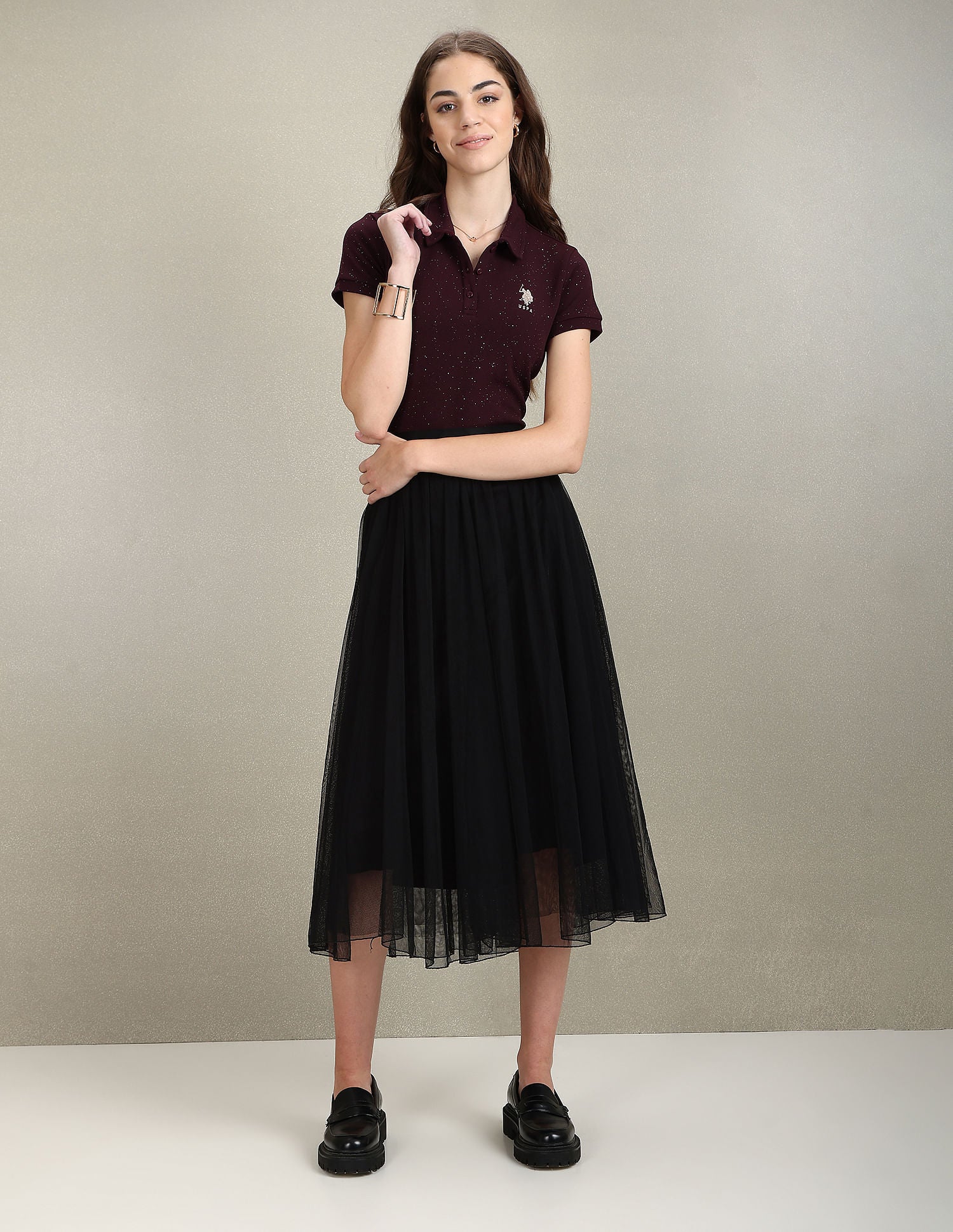 Textured Slim Polo Shirt Wine - U.S. POLO ASSN. | Large