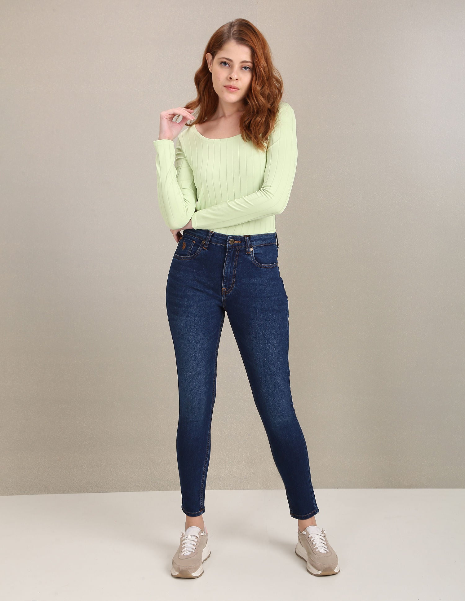 High Rise Skinny Fit Jeans Dark Blue - U.S. POLO ASSN. | Large