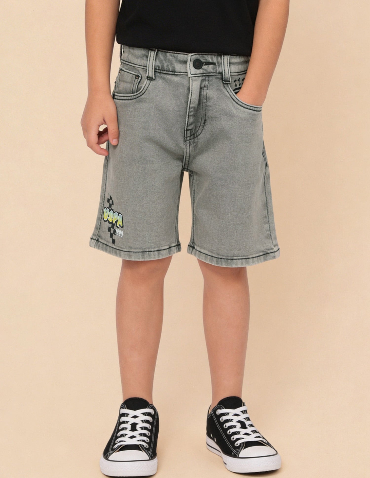 Mid Rise Denim Shorts Grey - U.S. Polo Assn. India | Large