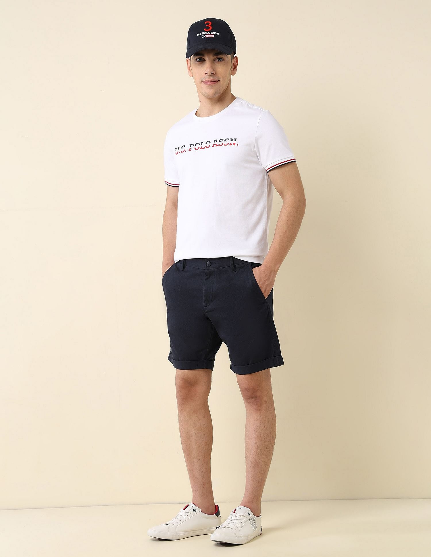 Brand Printed Slim Fit T-Shirt White - U.S. POLO ASSN. | Large