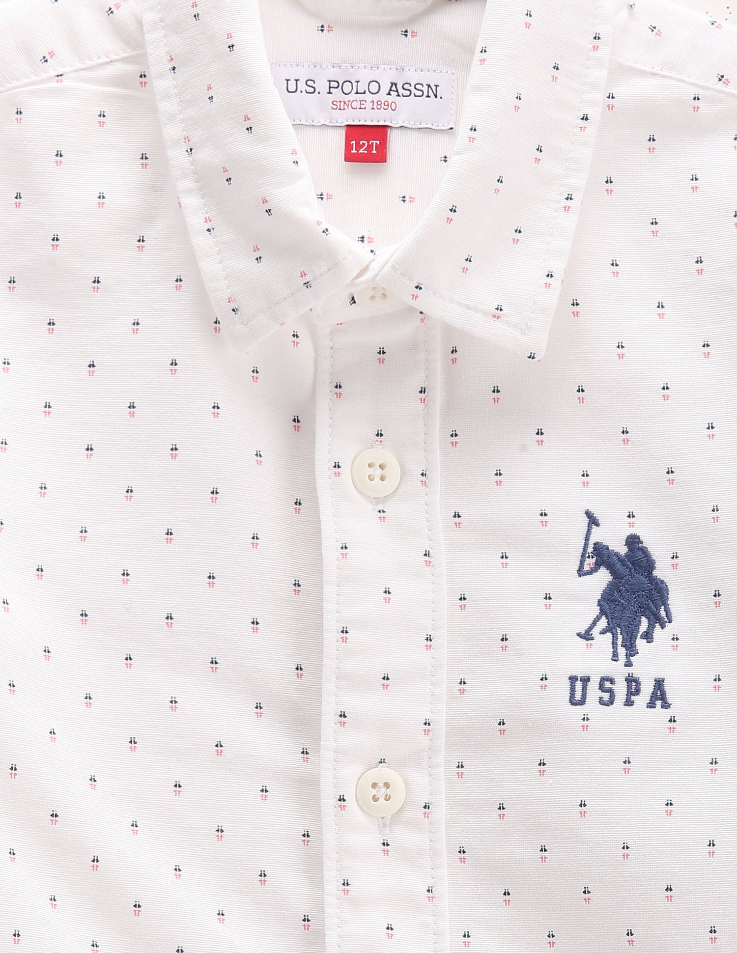 Boys Long Sleeve Geometric Print Shirt White - U.S. POLO ASSN. | Large
