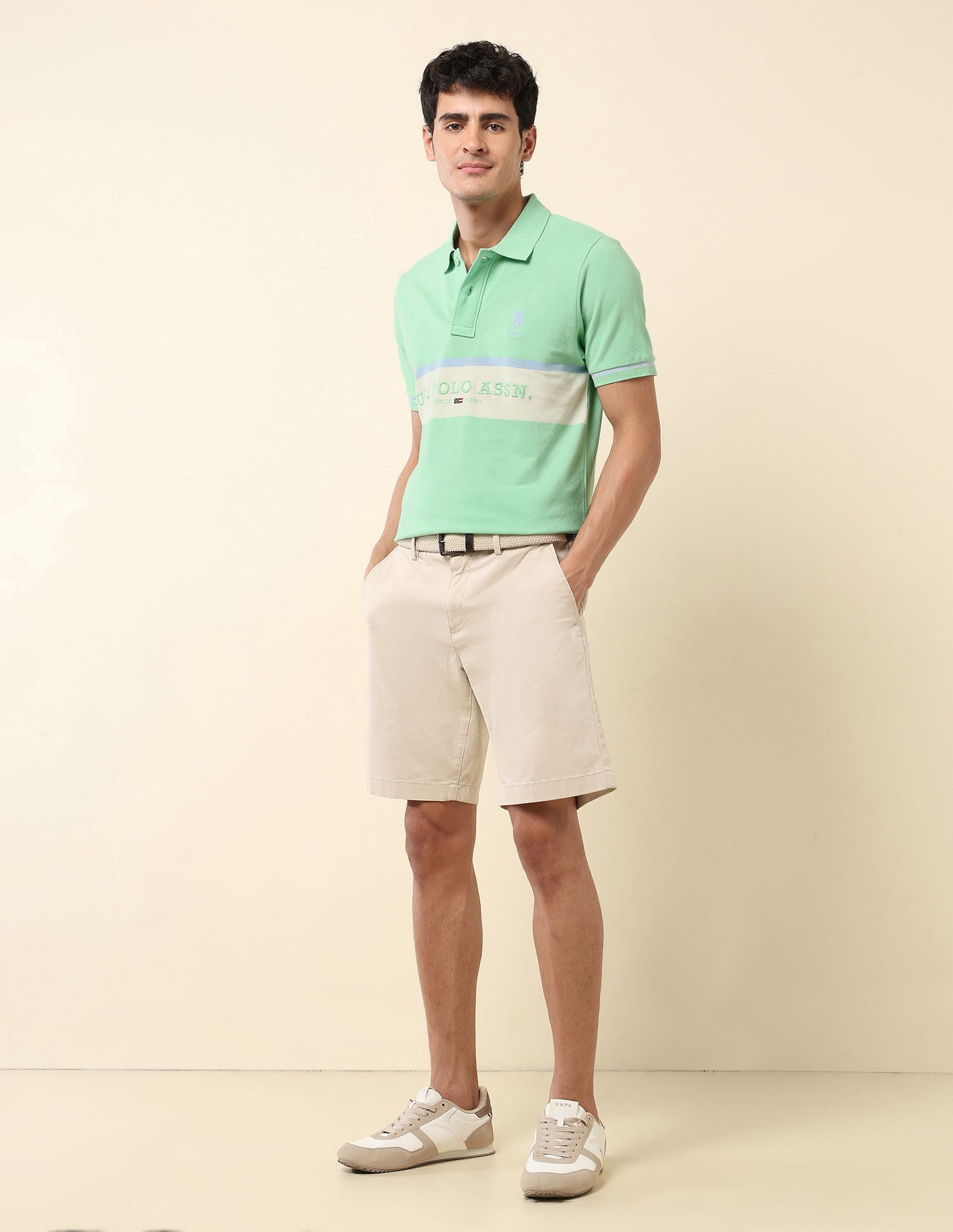 Brand Embroidered Summer Splash Polo Shirt Green - U.S. Polo Assn. India | Large