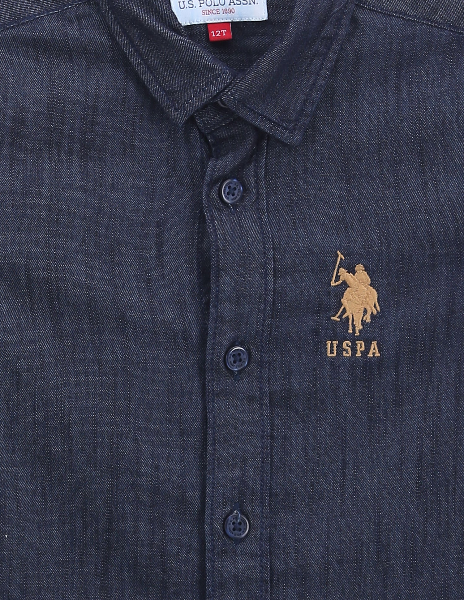 Boys Washed Chambray Shirt Navy - U.S. Polo Assn. India | Large