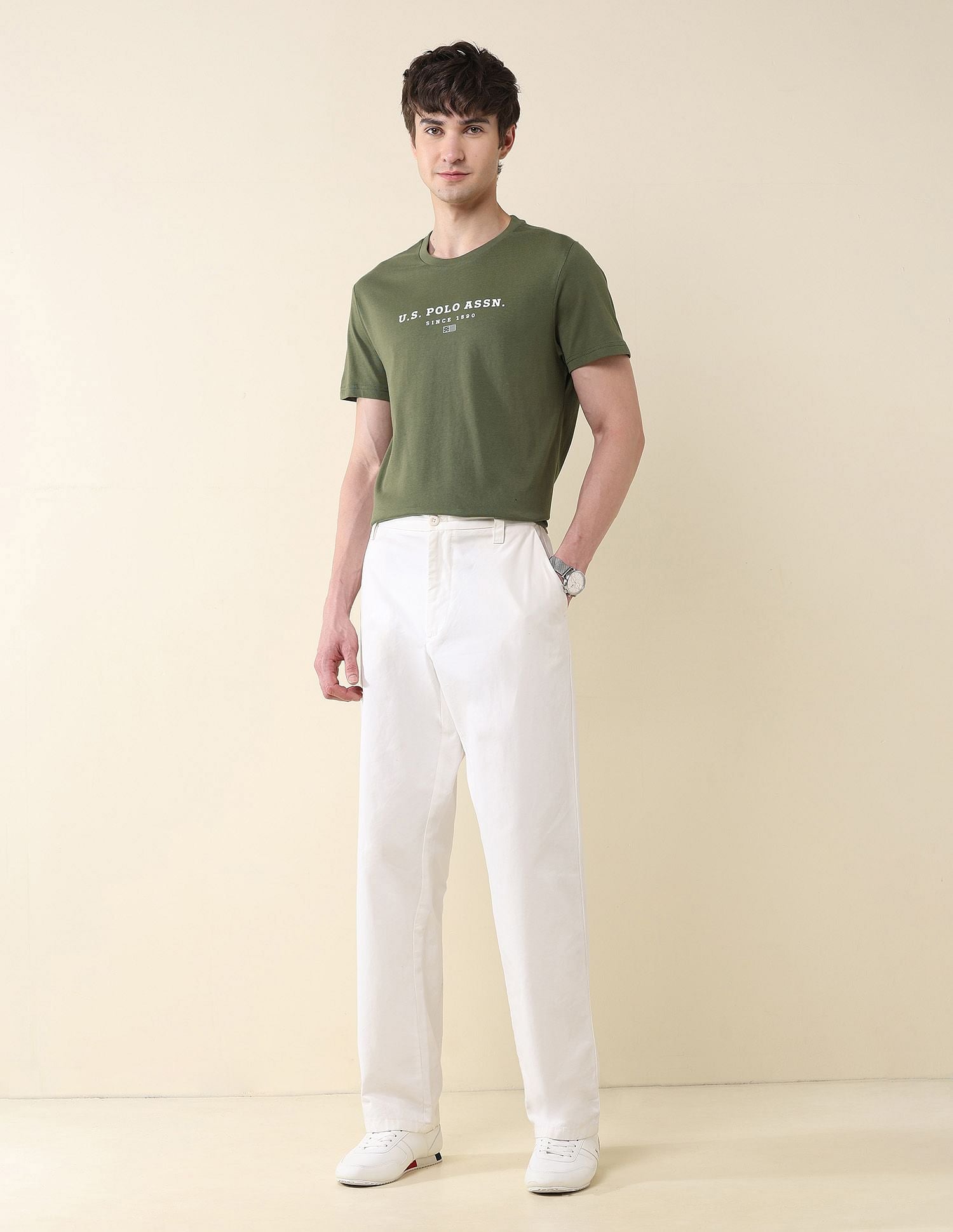 Pure Cotton Slim Fit T-Shirt Olive - U.S. POLO ASSN. | Large