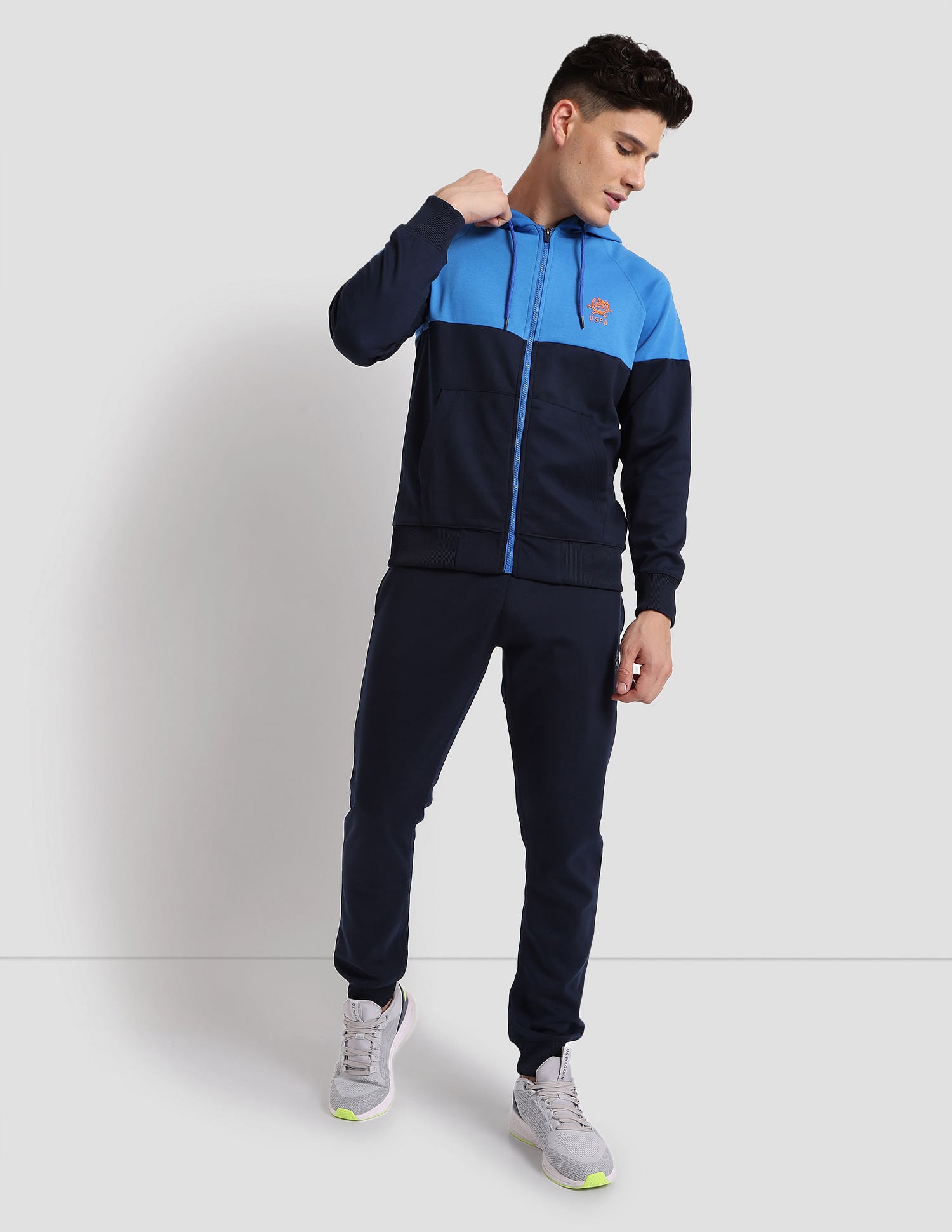 Colour Block Performance Hoodie Blue - U.S. POLO ASSN. | Large