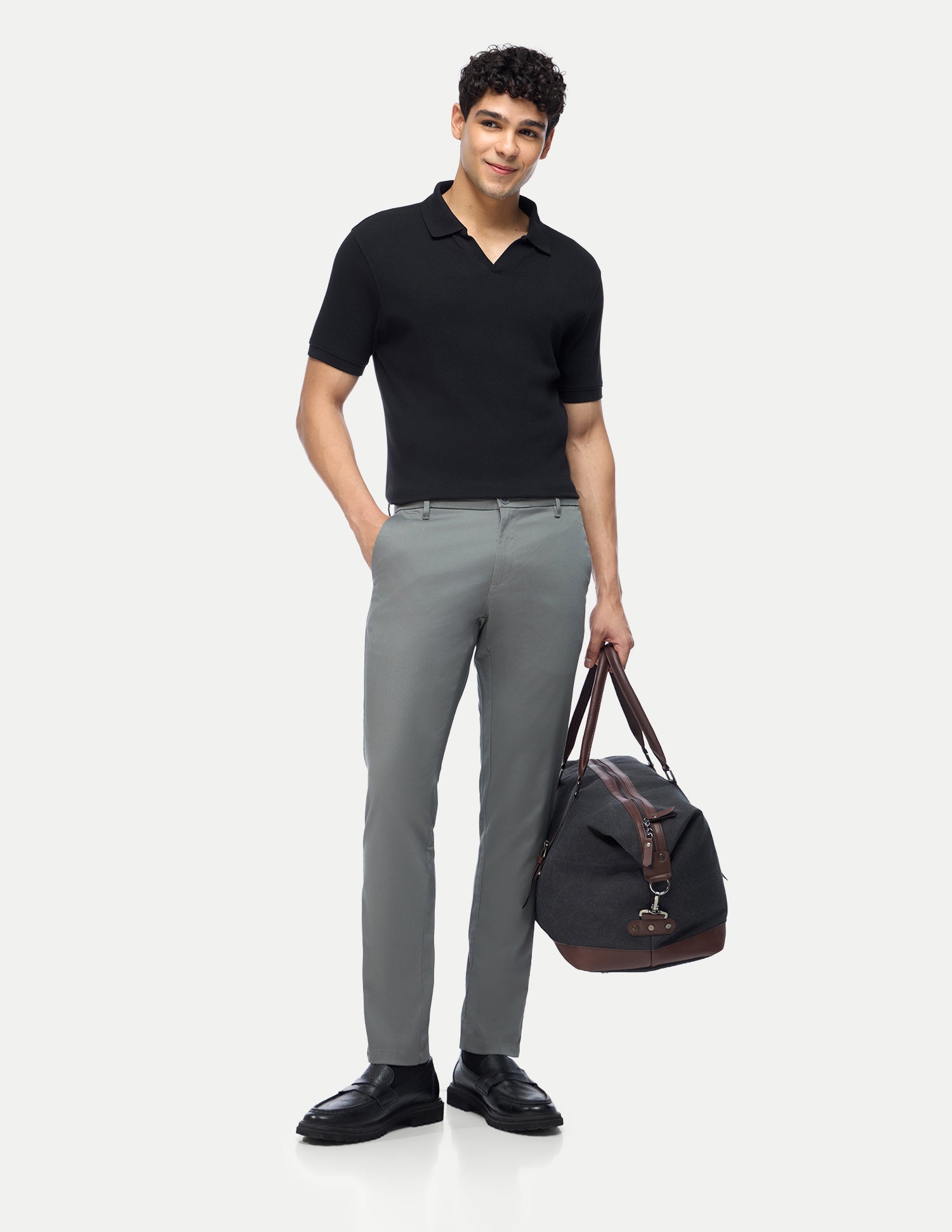 Austin Trim Regular Fit Mid Rise Trousers Grey - U.S. Polo Assn. India | Large