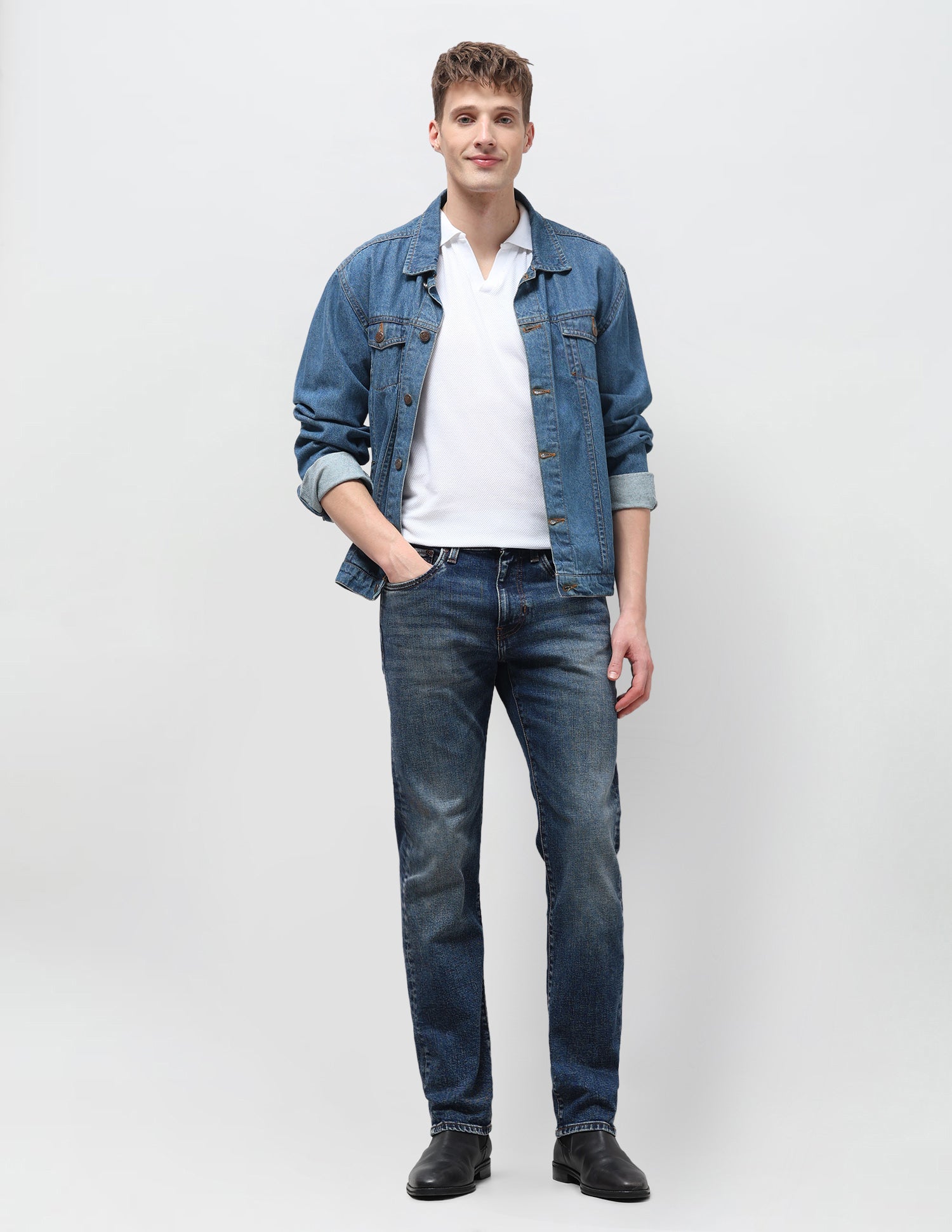 Harold Slim Straight Fit Blue Jeans Tinted Blue - U.S. Polo Assn. India | Large