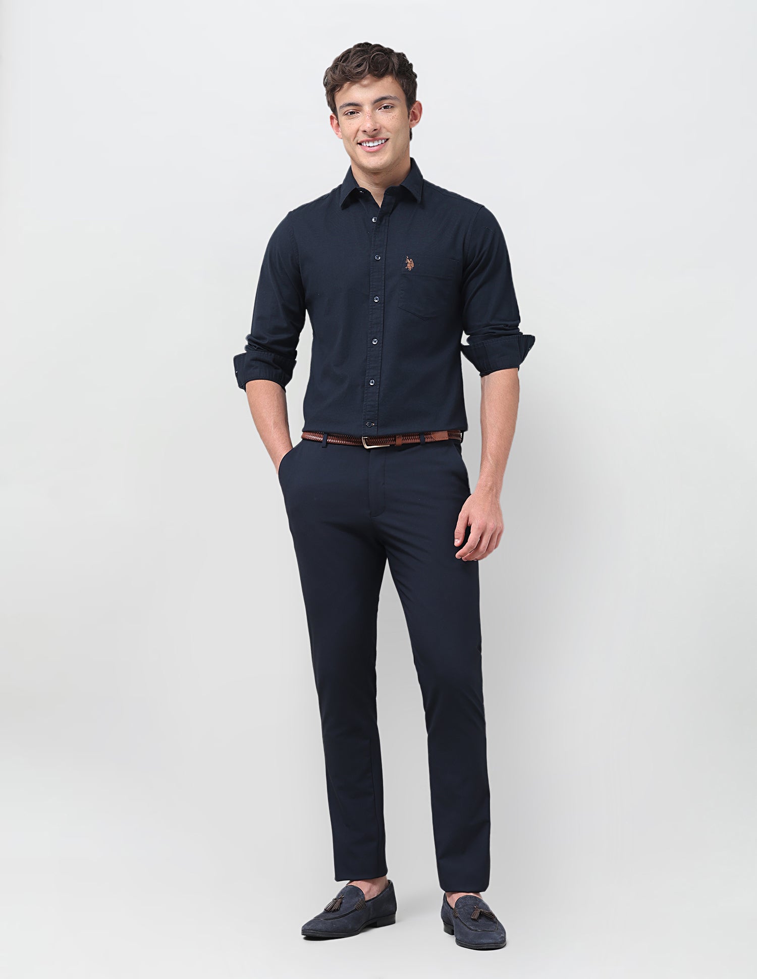 Tailored Fit Oxford Shirt Navy - U.S. Polo Assn. India | Large