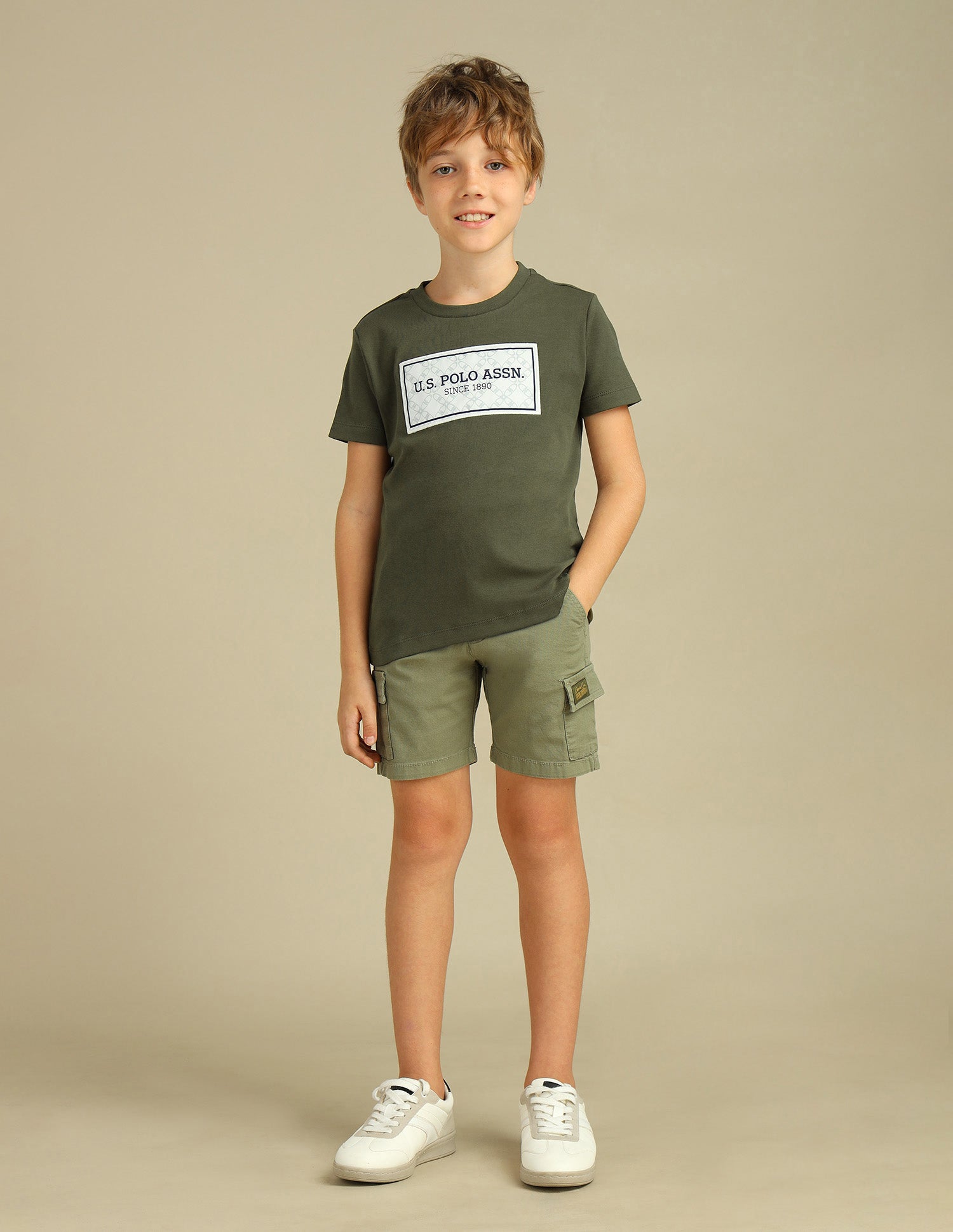 Boys Brand Appliqued Regular Fit T-Shirt Olive - U.S. POLO ASSN. | Large