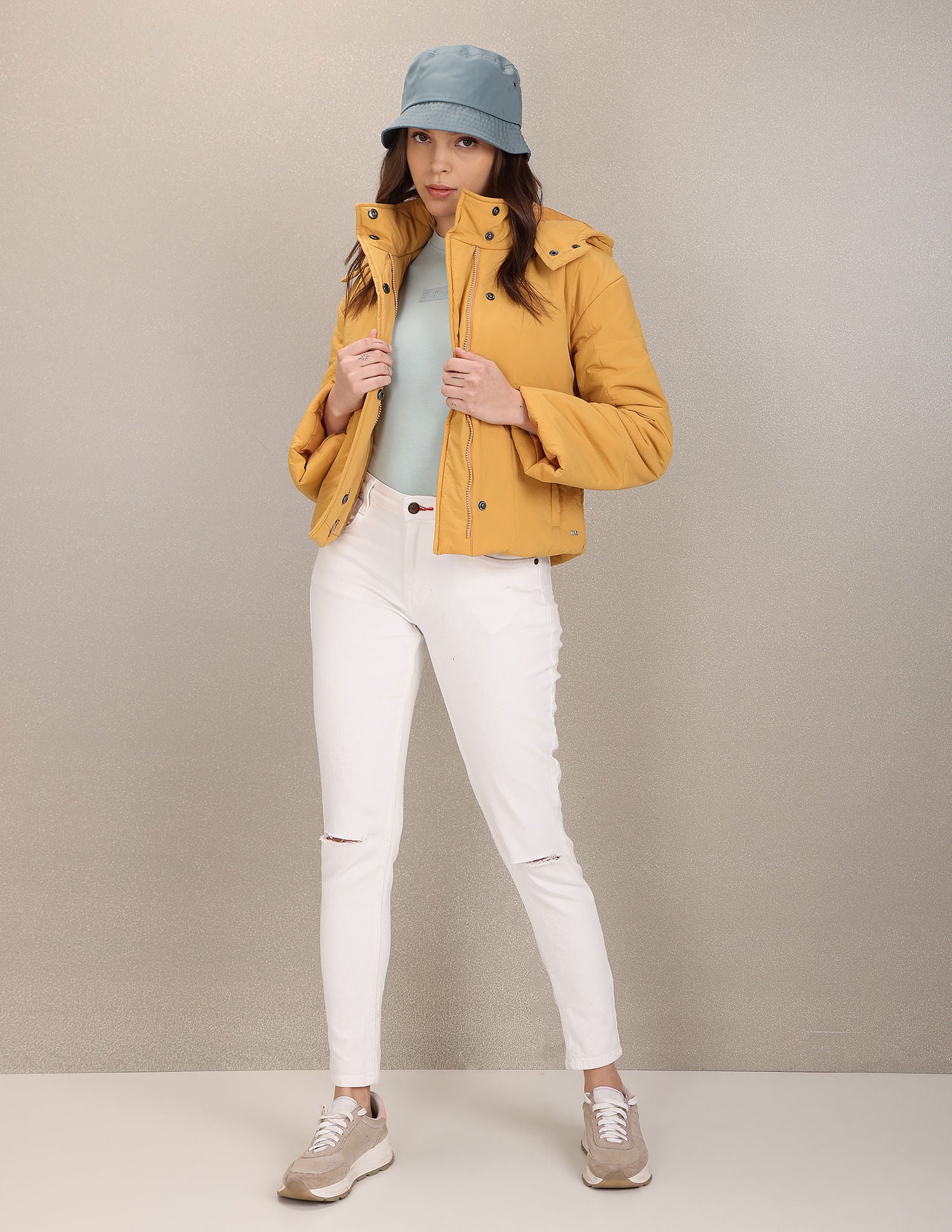 Solid Hooded Padded Jacket Mustard - U.S. POLO ASSN. | Large