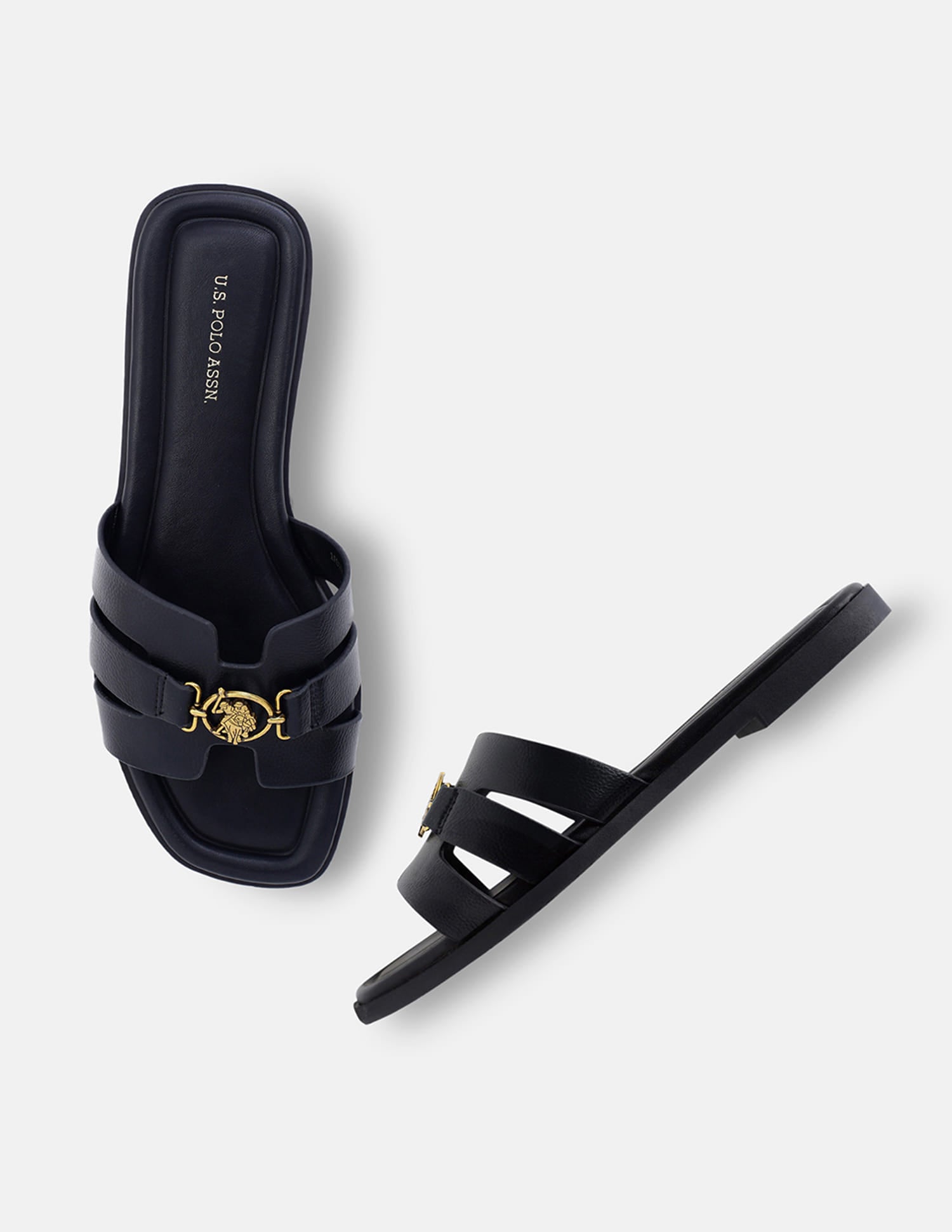 Saphira Gold Hardware Sandals Black - U.S. Polo Assn. India | Large