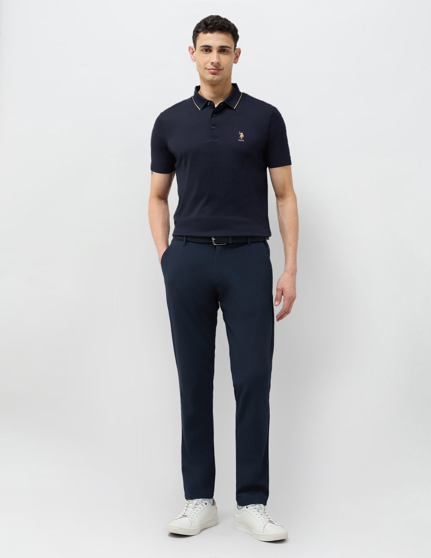 Solid Slim Fit Polo Shirt Navy - U.S. POLO ASSN. | Large