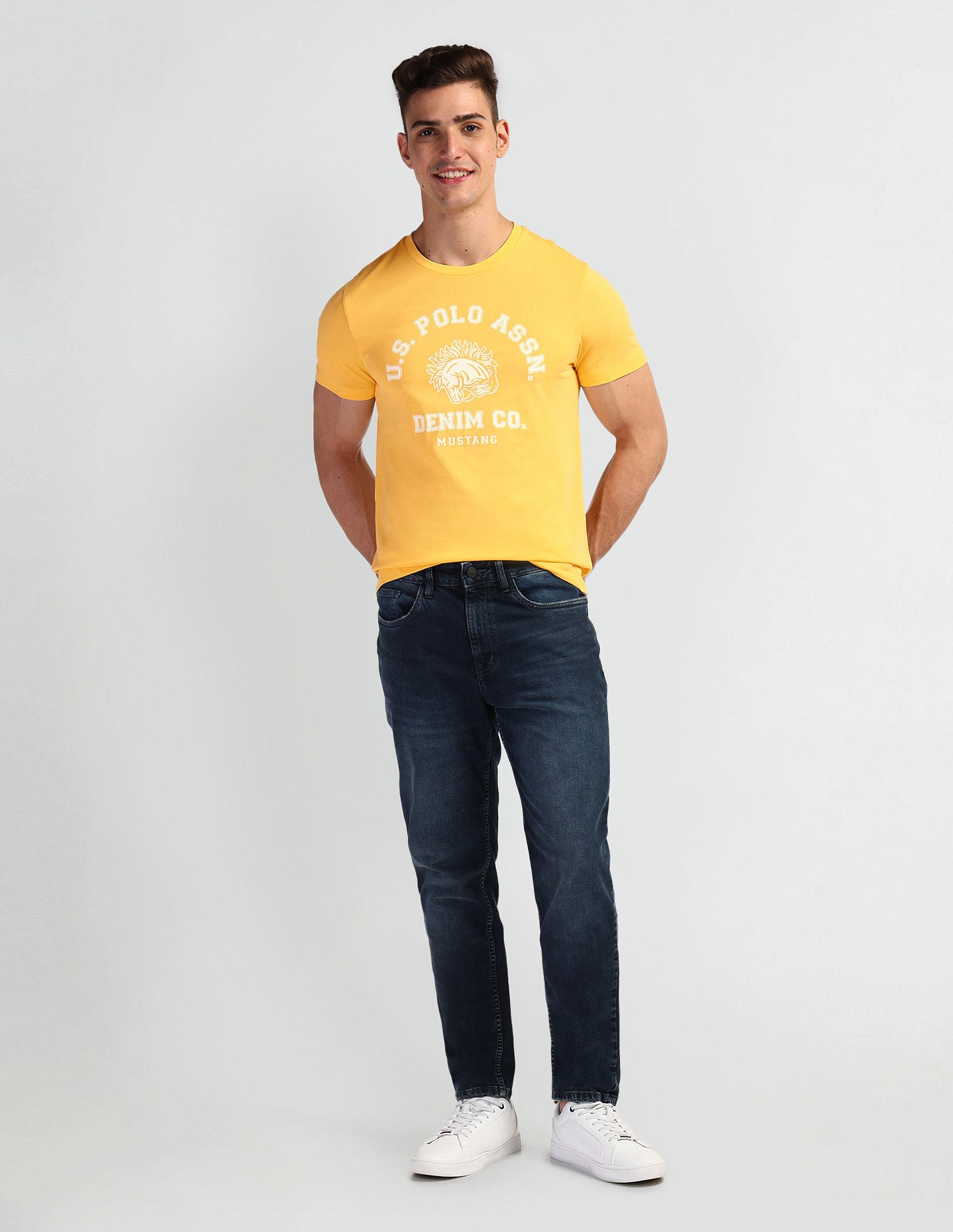 Brand Print Crew Neck T-Shirt Yellow - U.S. Polo Assn. India | Large