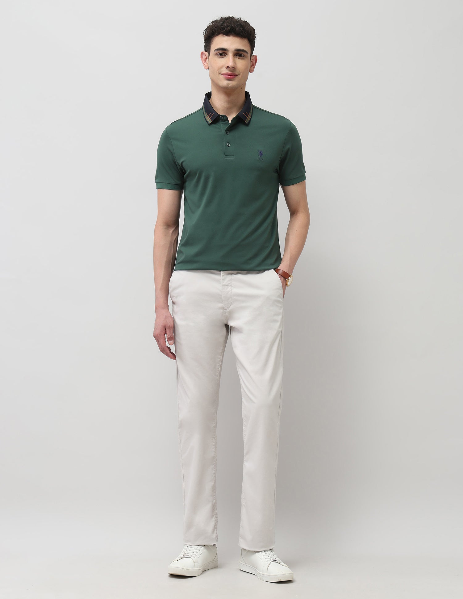 Solid Regular Fit Polo Shirt Dark Green - U.S. POLO ASSN. | Large