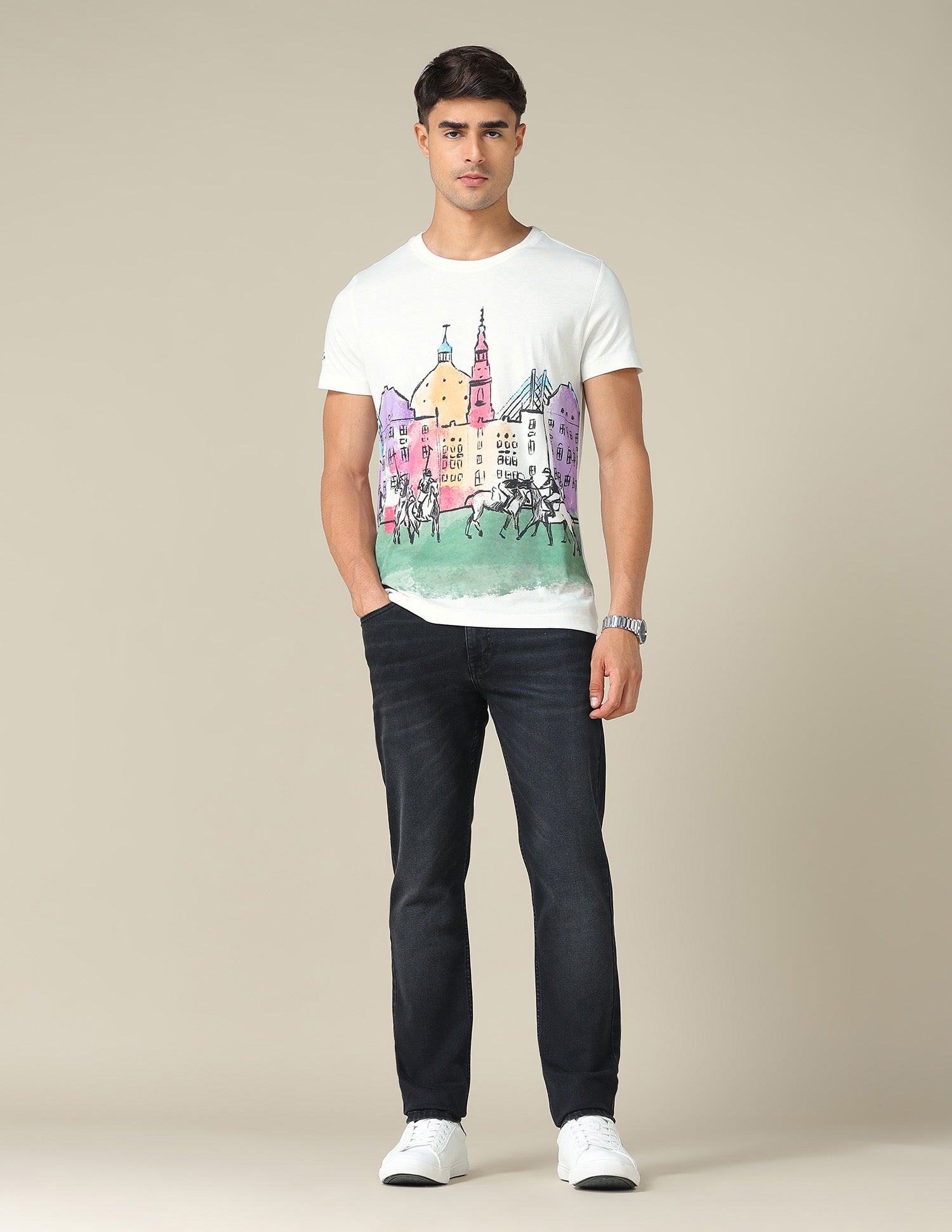 Graphic Printed Muscle Fit T-Shirt Ivory - U.S. POLO ASSN. | Large