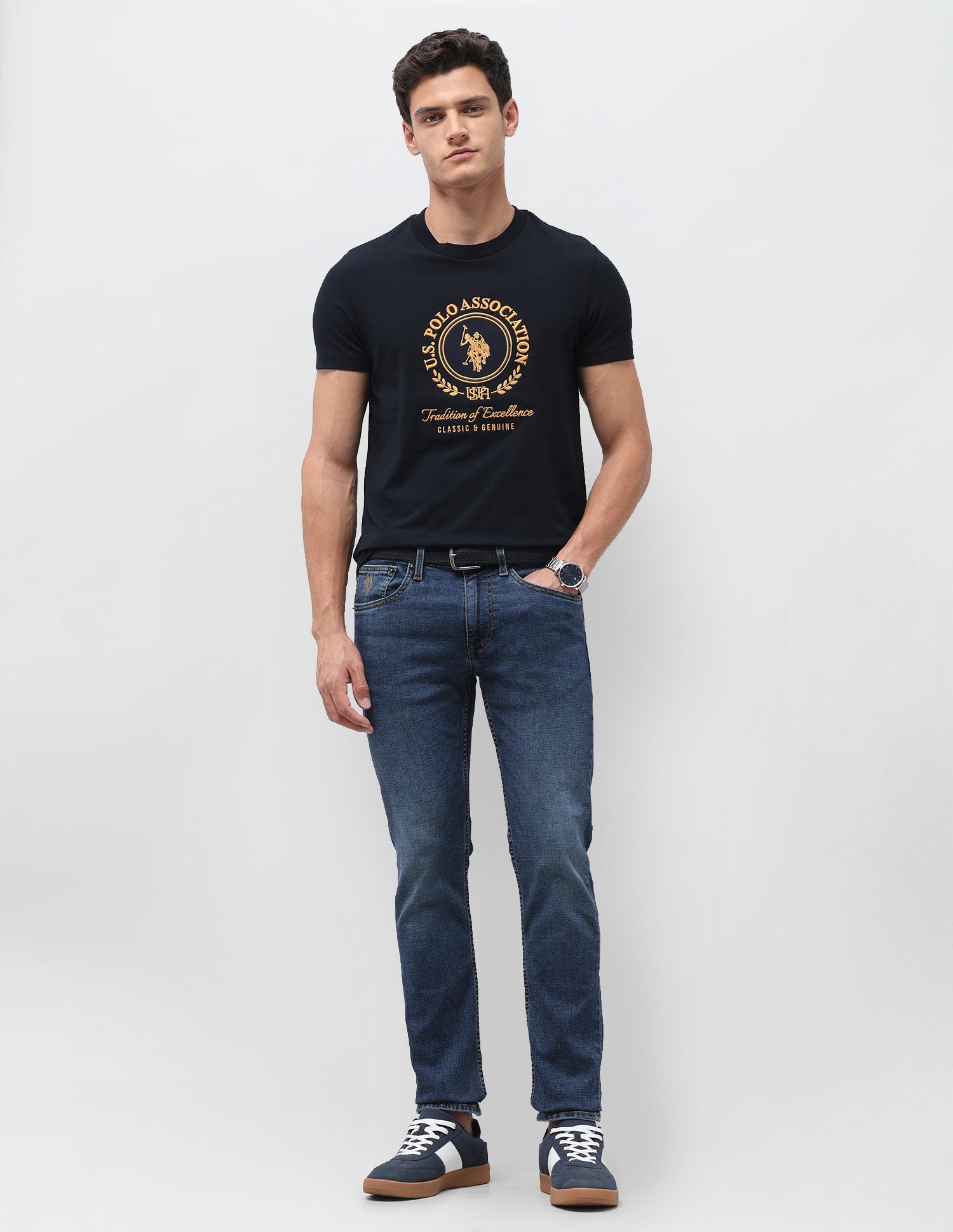 Regallo Skinny Fit Blue Jeans Dark Blue - U.S. Polo Assn. India | Large